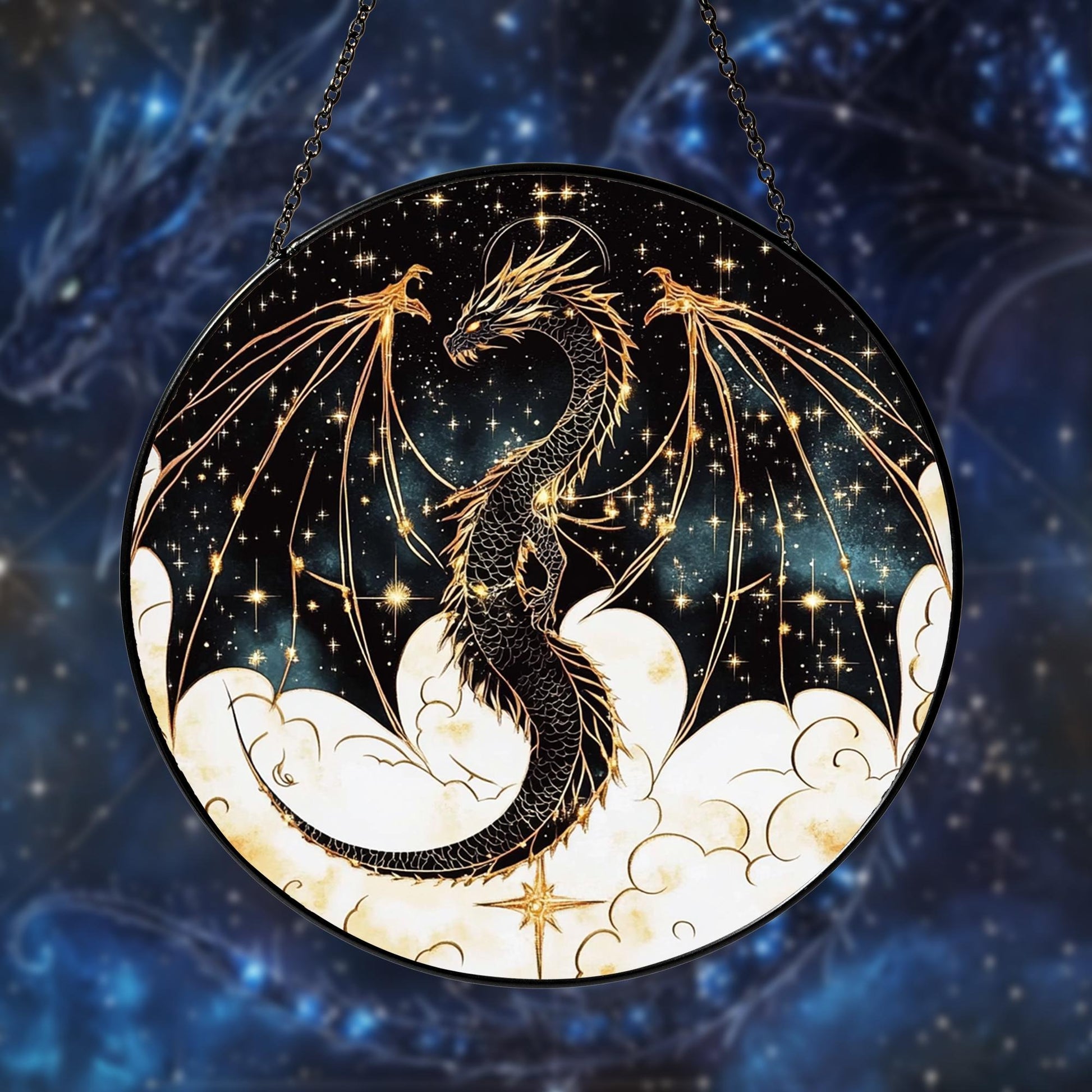 Fourth Wing Dragon Suncatcher Ornament, Tairn & Andarna Ornament for Readers, Book Lover Gifts, Holiday Ornament, Onyx Storm Stained Glass SGVLR25
