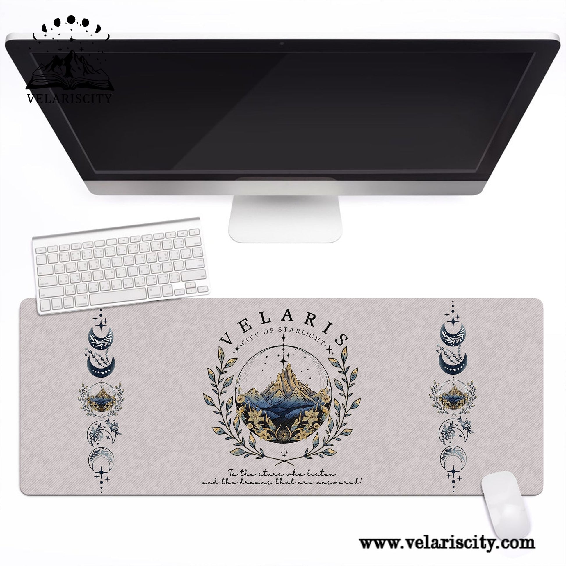Velaris Desk Mat, "To the stars who listen and the dreams that are answered" Mouse Pad, A Court of Thorns and Roses Fantasy Desk Pad DMVLR07