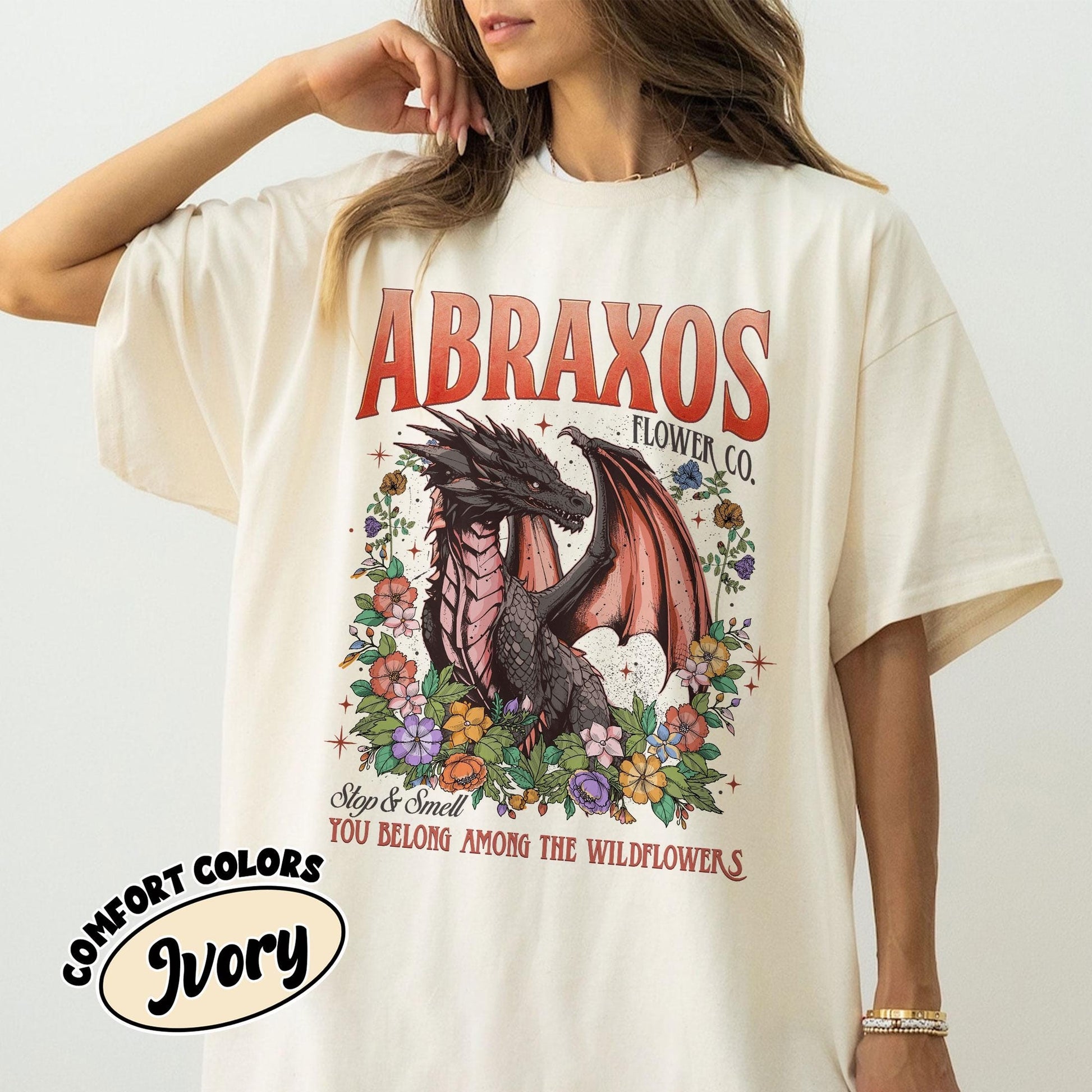 Abraxos Wyvern Comfort Colors Shirt, Manon Blackbeak Throne Of Glass Tee, Abraxos flower Co Shirts, Dragon Flower SJM, Bookish Gift CFVLR88