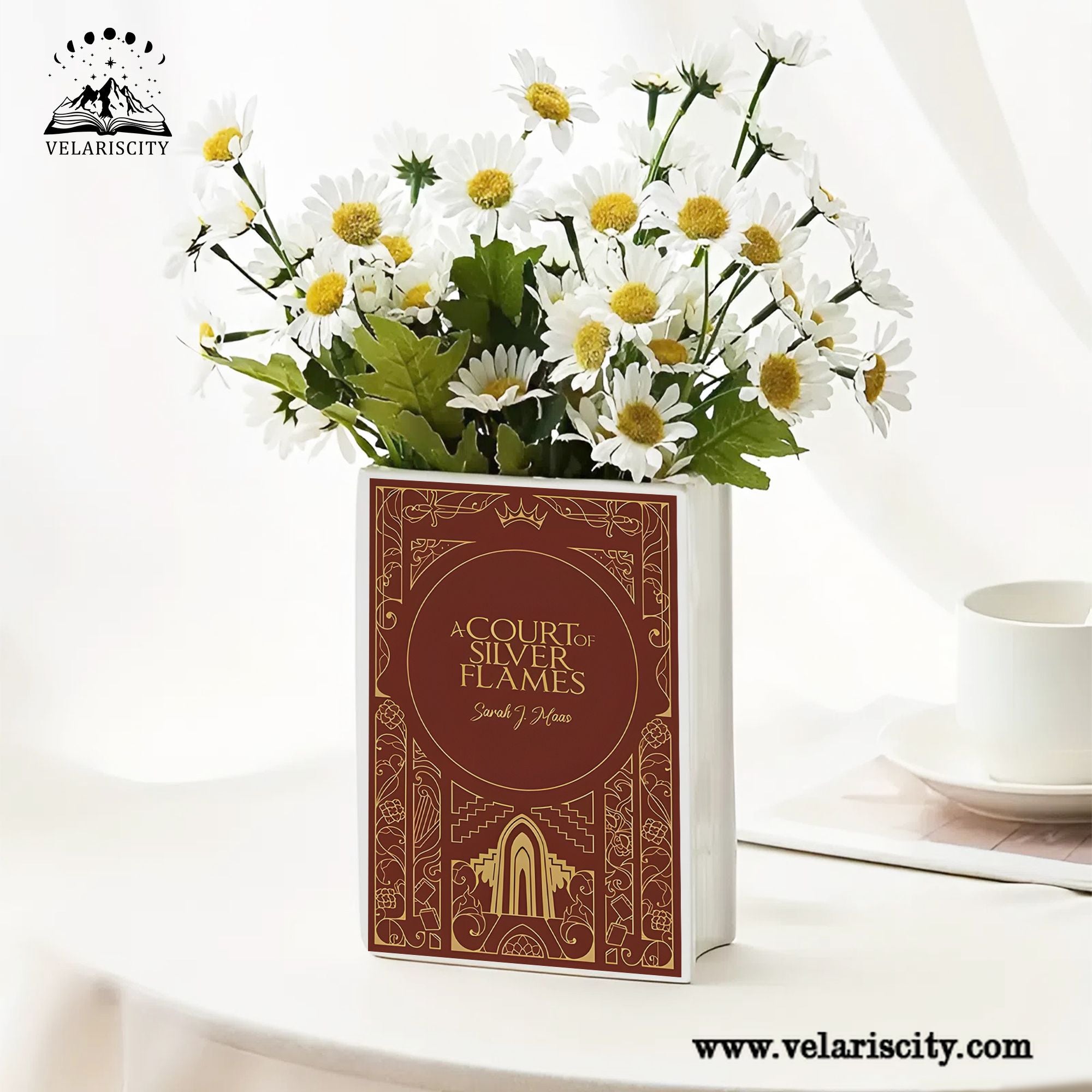 A Court of Sliver And Flames Ceramic Book Vase, Ceramic Fantasy Vase for Book Lovers, Book Gift For Fan CVVRL26