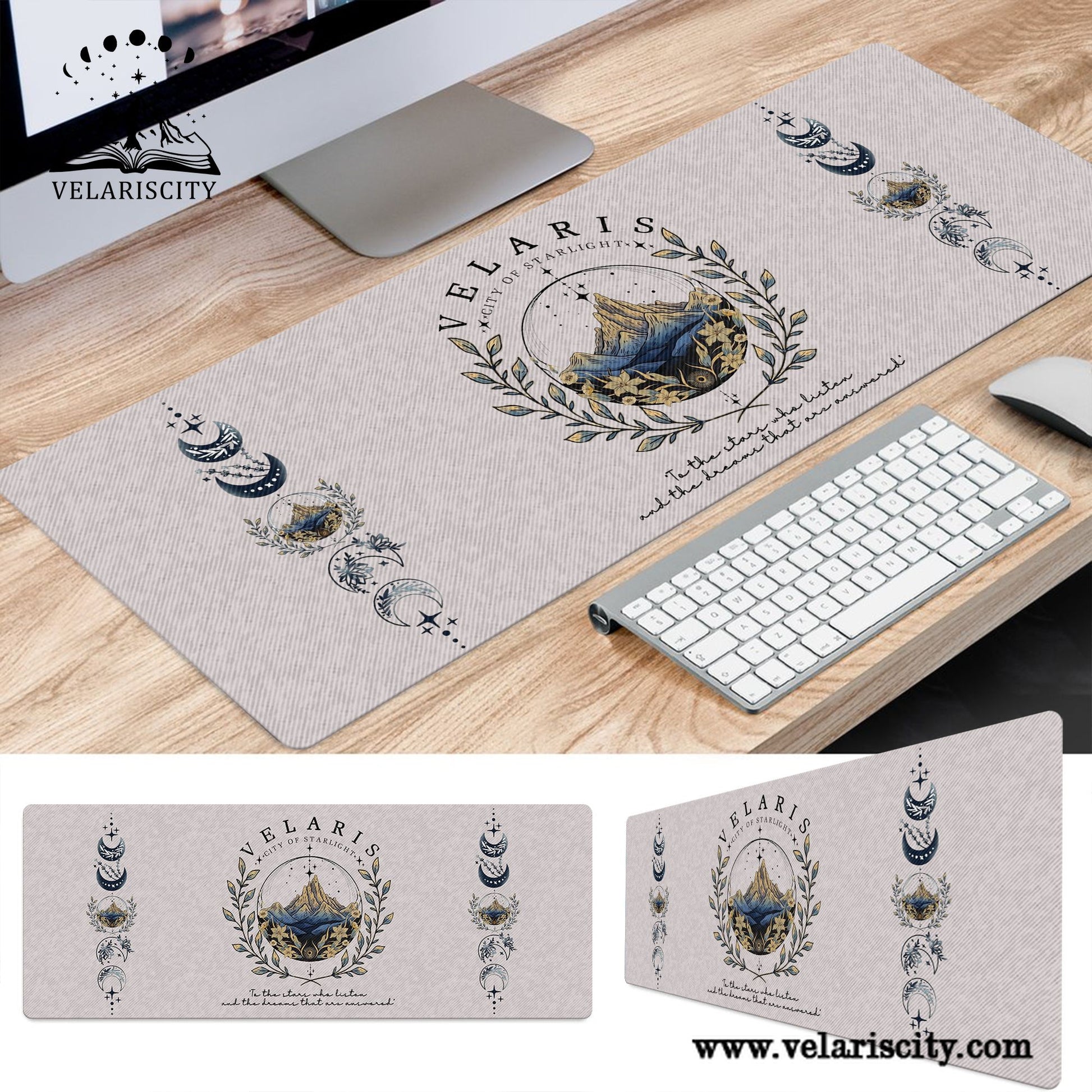 Velaris Desk Mat, "To the stars who listen and the dreams that are answered" Mouse Pad, A Court of Thorns and Roses Fantasy Desk Pad DMVLR07