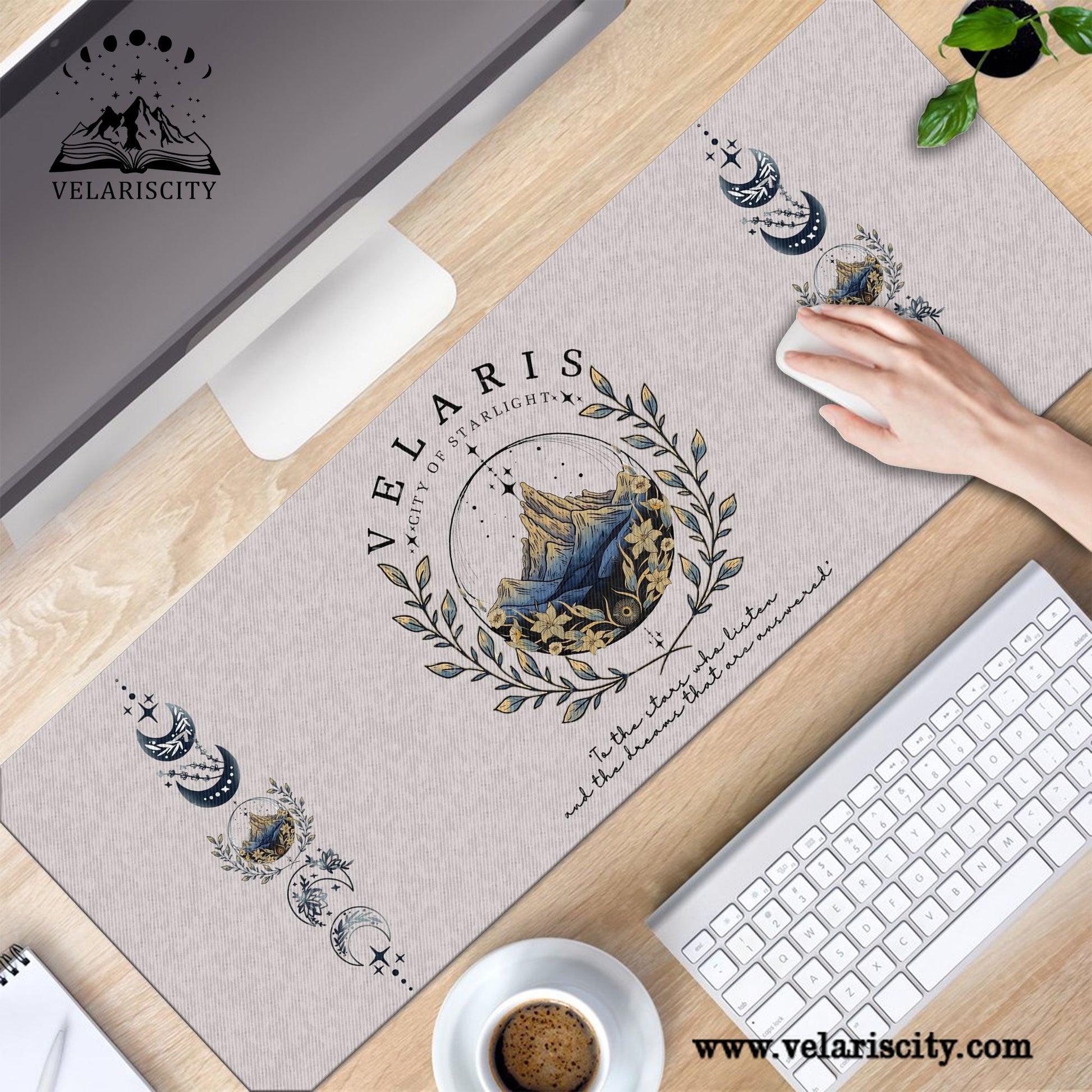 Velaris Desk Mat, "To the stars who listen and the dreams that are answered" Mouse Pad, A Court of Thorns and Roses Fantasy Desk Pad DMVLR07