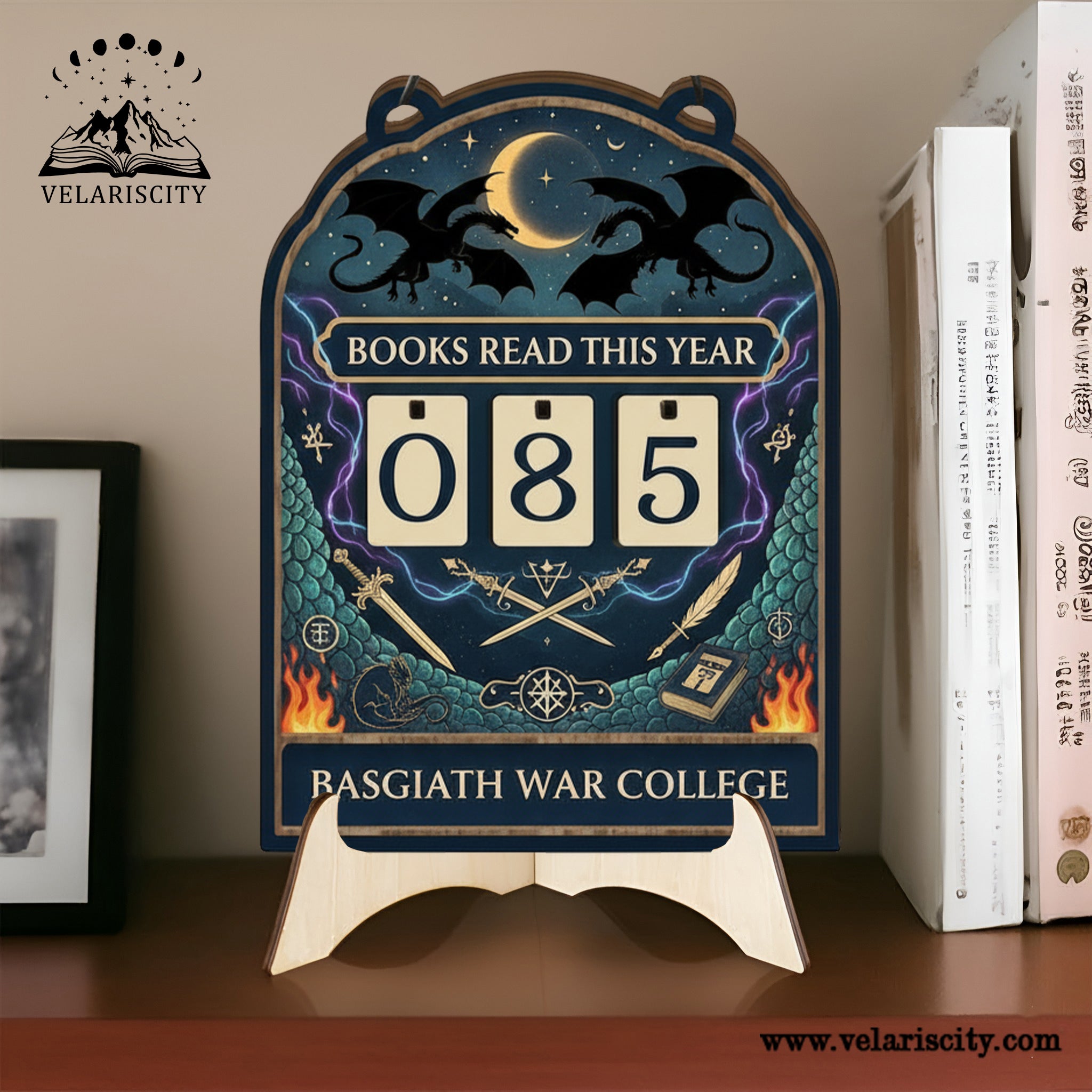 Fourth Wing Book Tracker Sign, Basgiath War College Dragon Decor, Fantasy Reading Counter Display, Bookish Gift BTVLR31