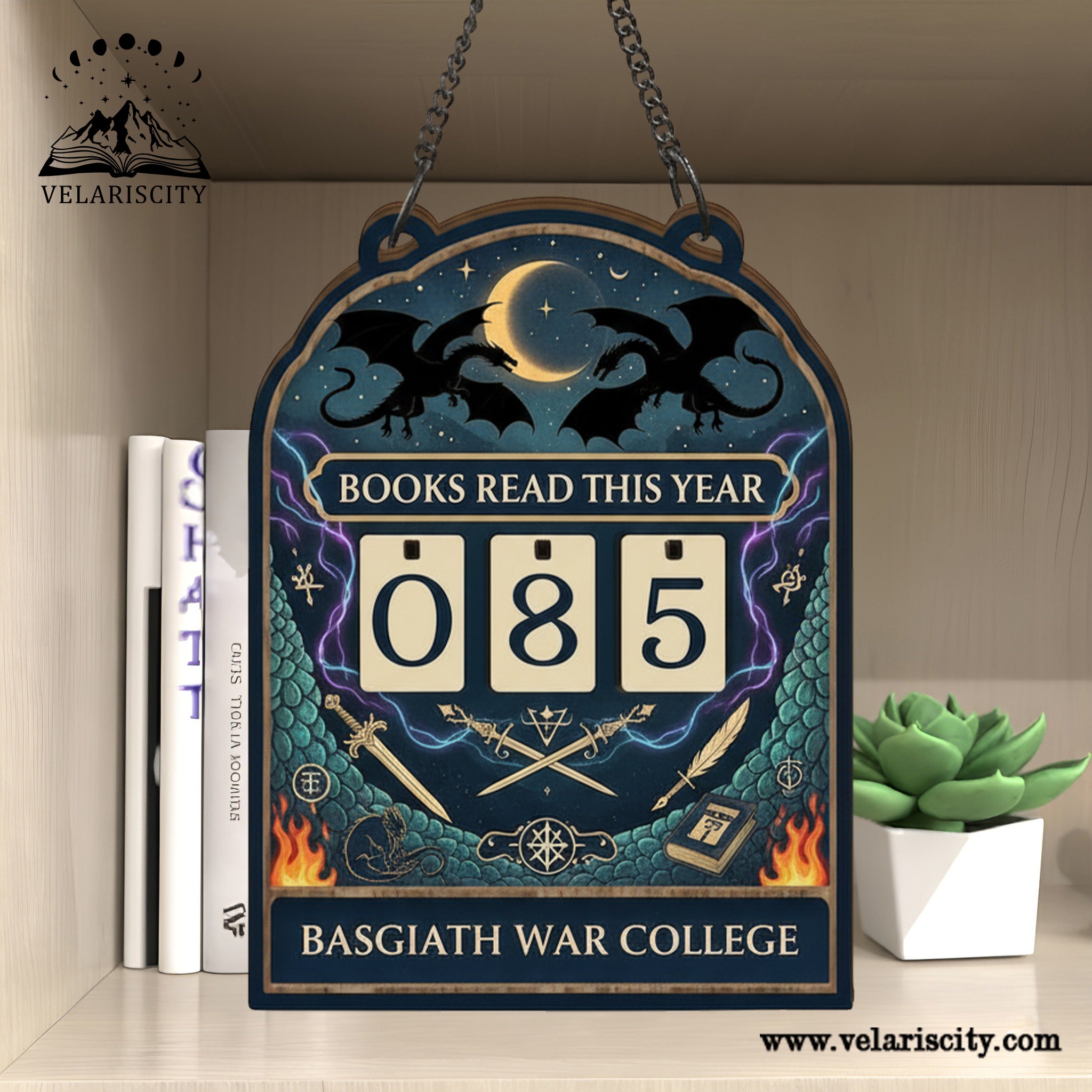 Fourth Wing Book Tracker Sign, Basgiath War College Dragon Decor, Fantasy Reading Counter Display, Bookish Gift BTVLR31