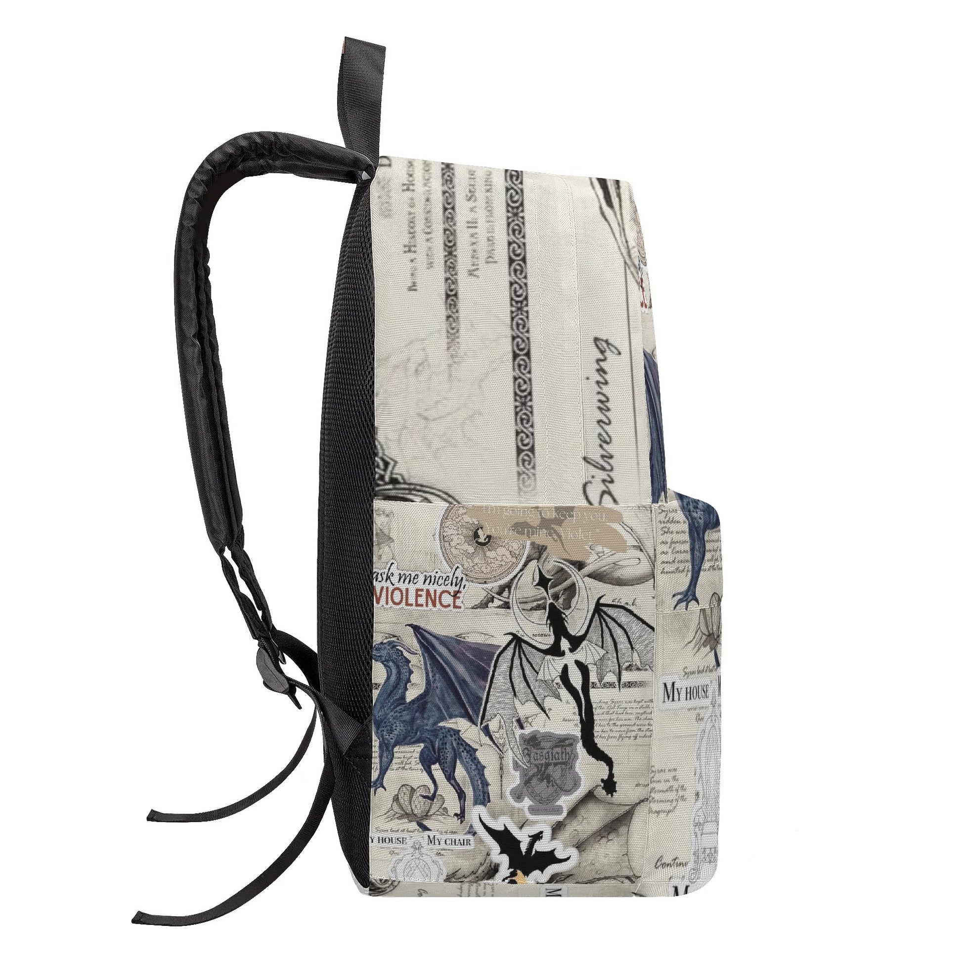Fourth Wing Backpack, Dragon Collage Design, Fantasy Book Bag, Book Lover Gift BPVLR25