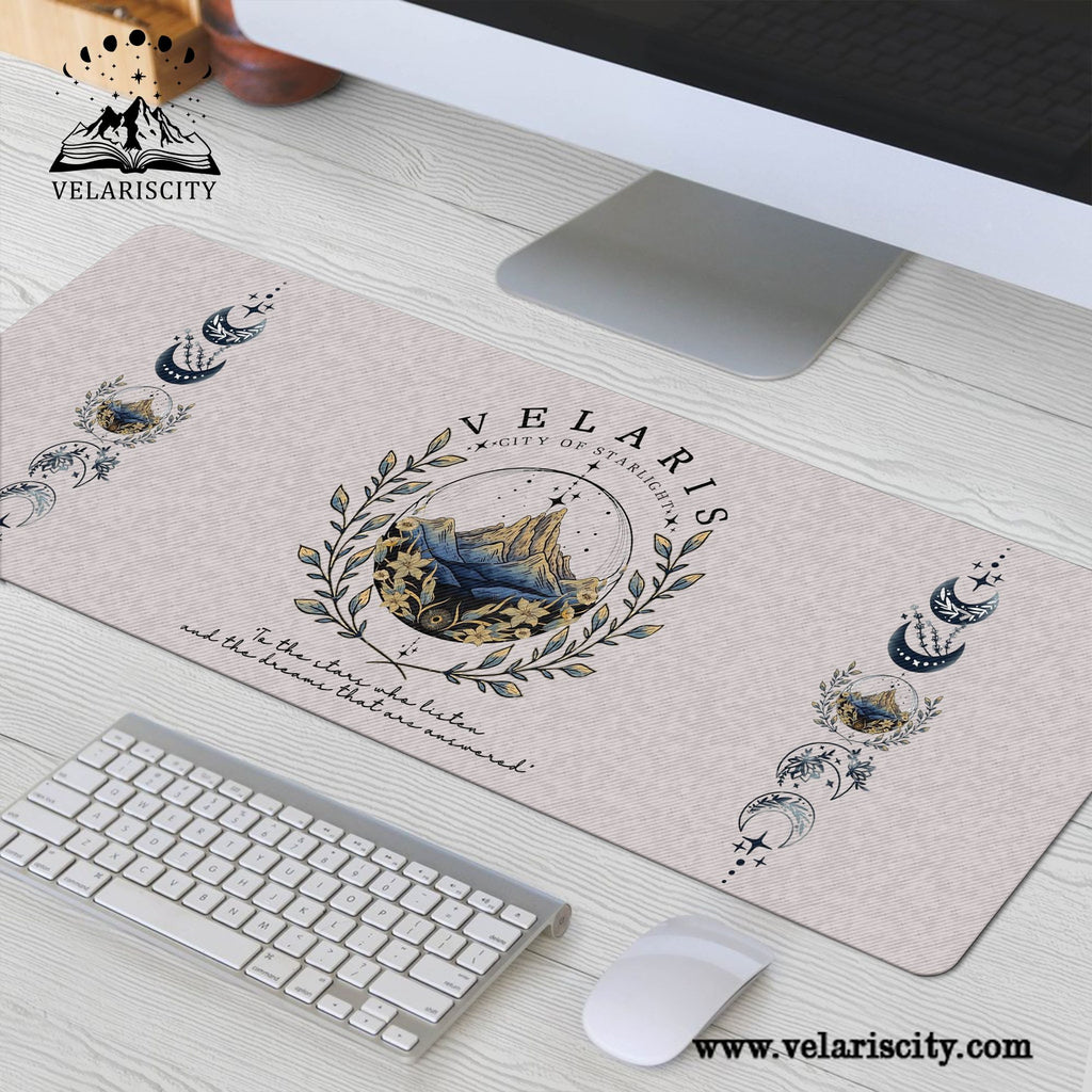 Velaris Desk Mat, "To the stars who listen and the dreams that are answered" Mouse Pad, A Court of Thorns and Roses Fantasy Desk Pad DMVLR07