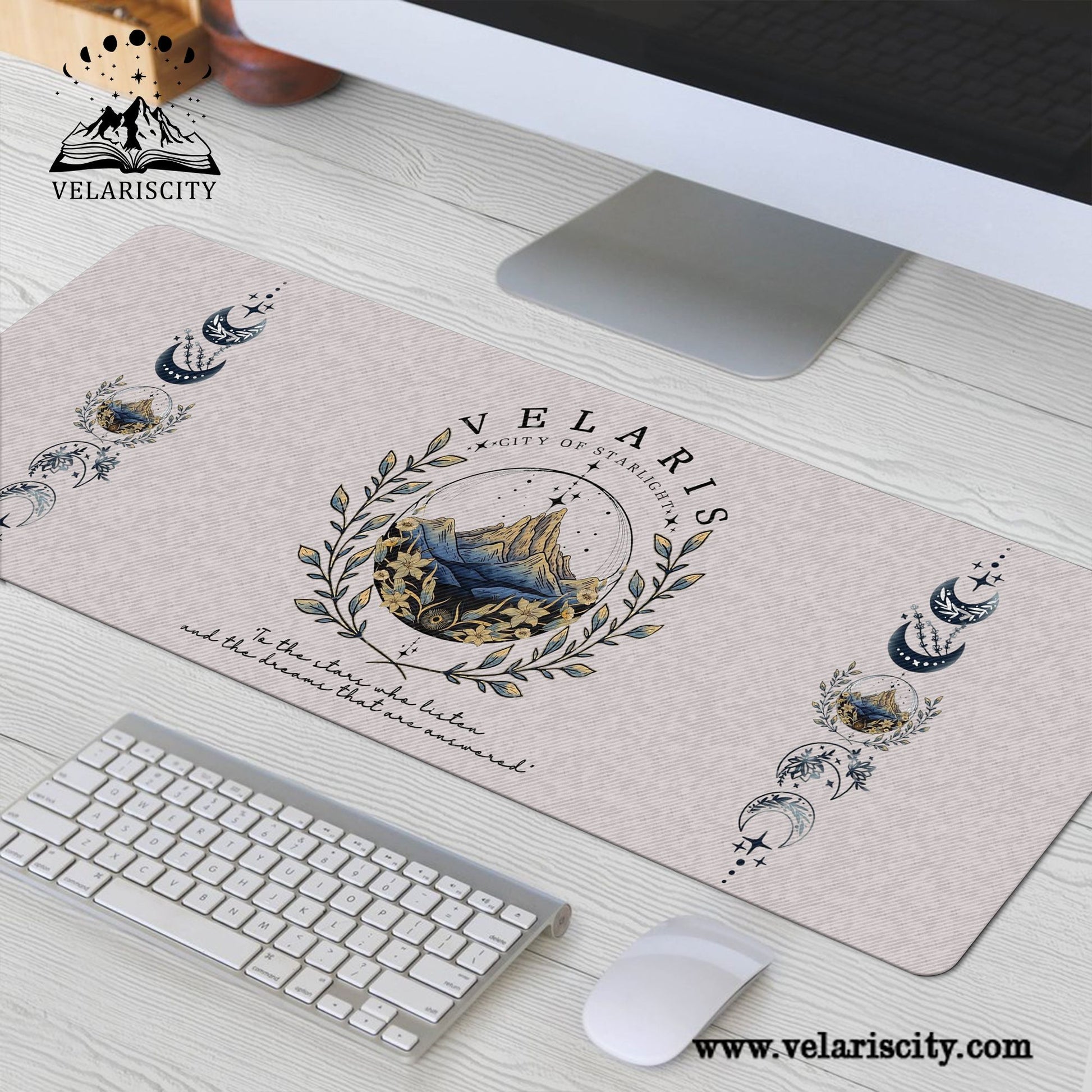 Velaris Desk Mat, "To the stars who listen and the dreams that are answered" Mouse Pad, A Court of Thorns and Roses Fantasy Desk Pad DMVLR07
