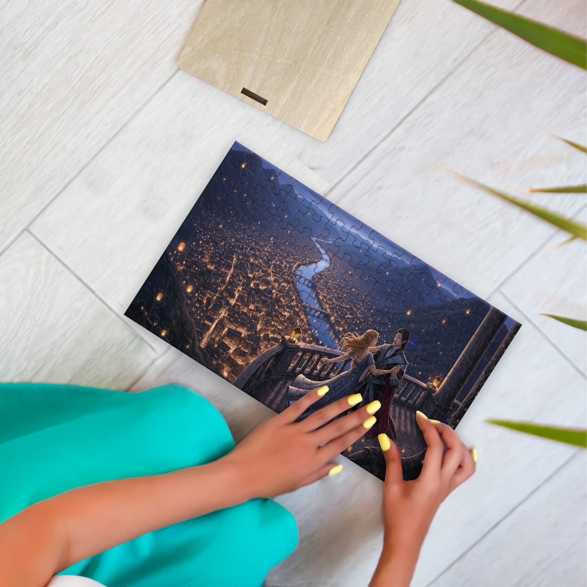 ACOTAR Puzzle Feyre & Rhysand Dancing in Velaris, City of Starlight Fantasy Wooden Jigsaw Puzzle Bookish Gift PVLR27