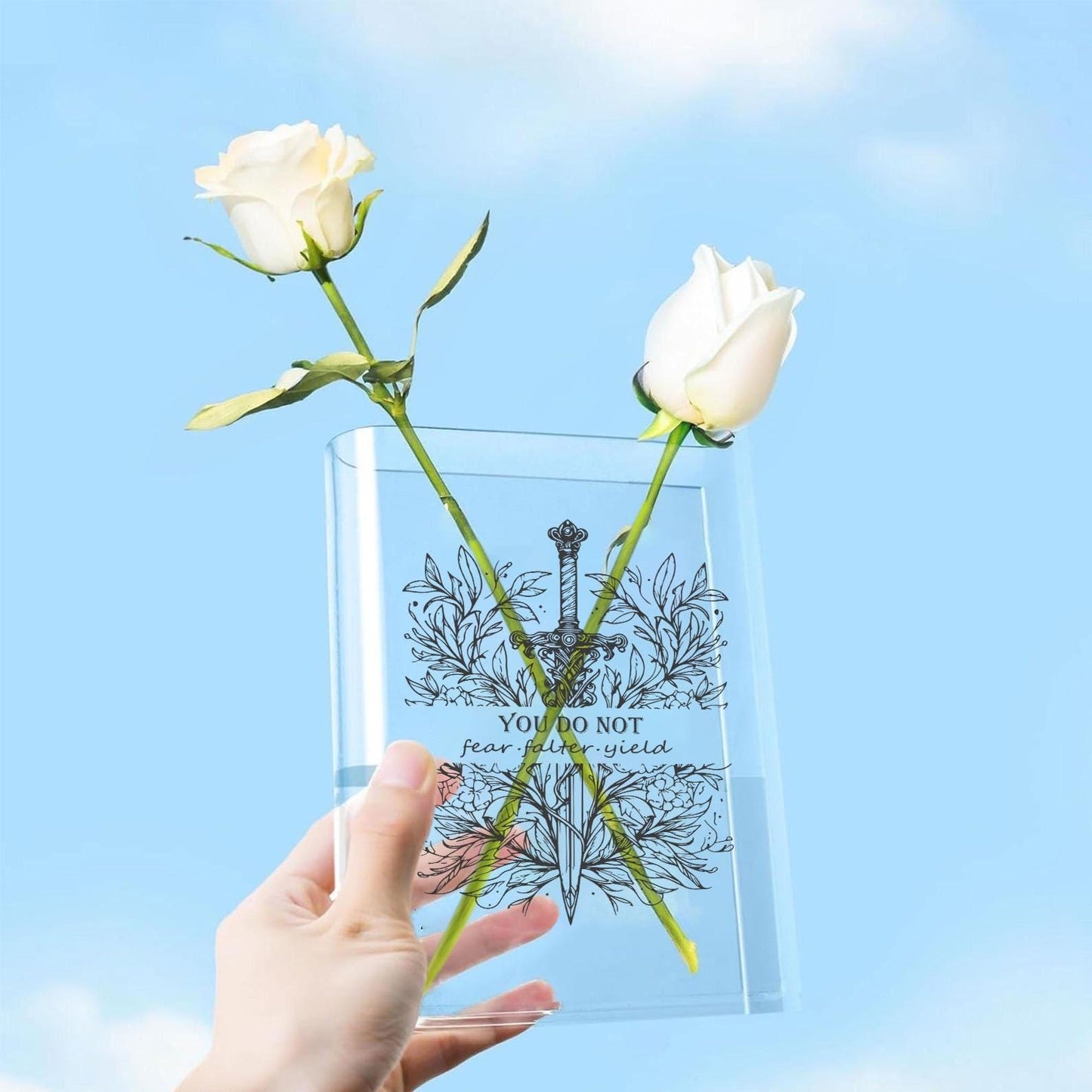 You Do Not Yield Throne of Glass Acrylic Book Vase, Throne of Glass Merch Gift, TOG Book Vase, Aelin Galathynius, SJM Merch VLRBV25