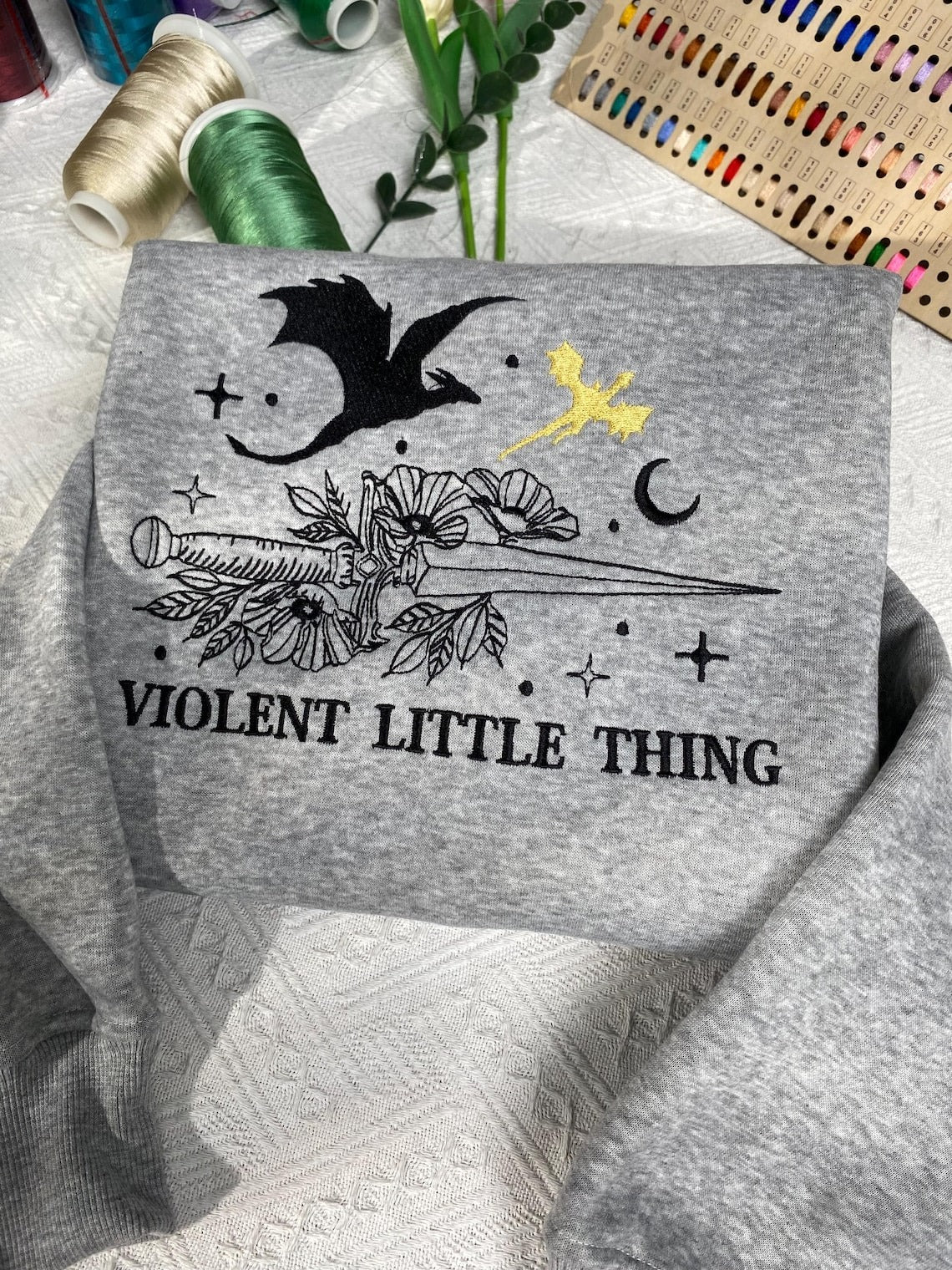 Embroidered Violent Little Thing Sweatshirt, Fourth sweatshirt, Dragon Sweatshirt. VEMB25