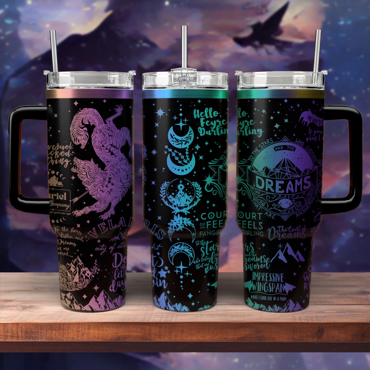 A Court Of Thorns And Roses Book Tumbler 30oz/40oz, Velaris Bookish Tumbler. VLR23