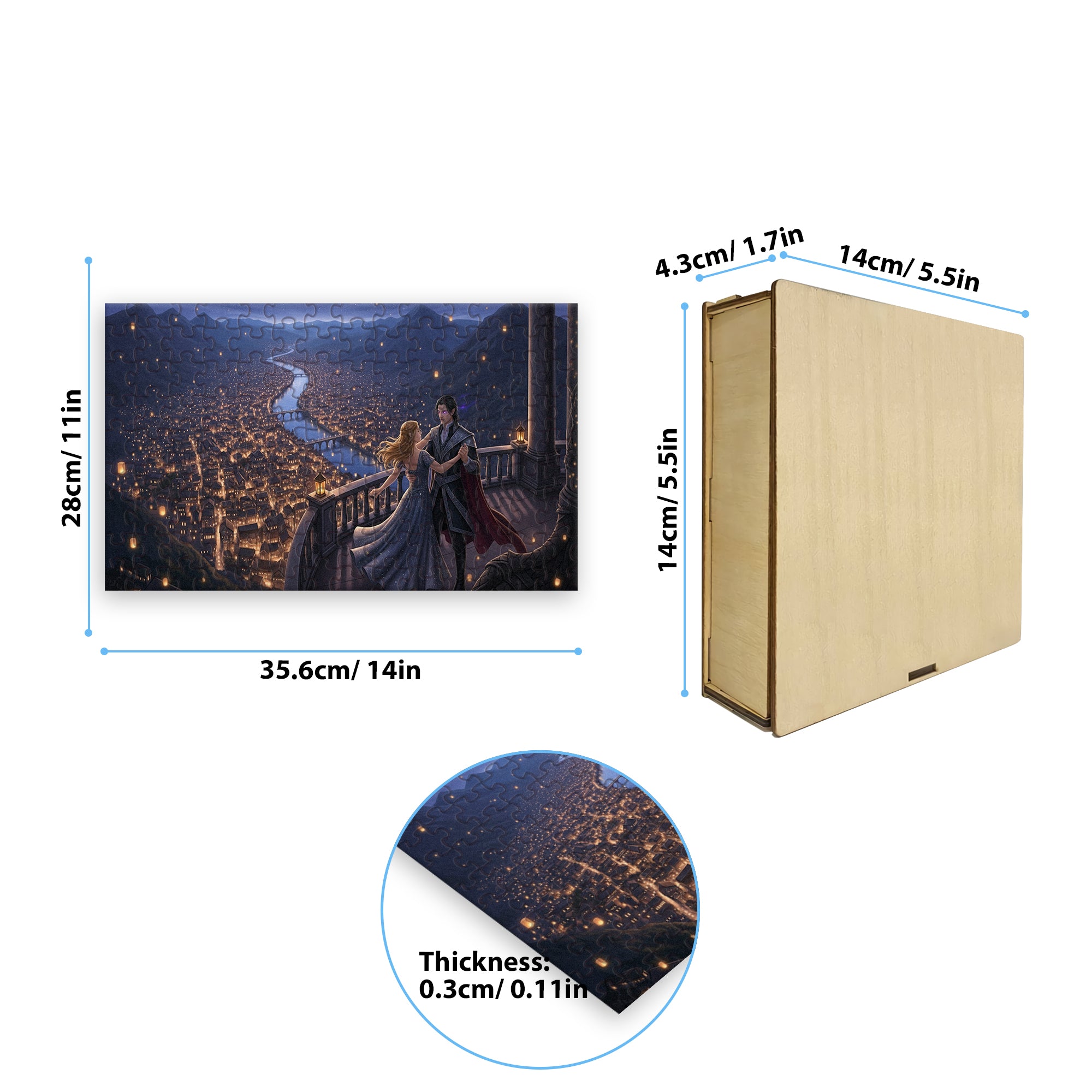 ACOTAR Puzzle Feyre & Rhysand Dancing in Velaris, City of Starlight Fantasy Wooden Jigsaw Puzzle Bookish Gift PVLR27