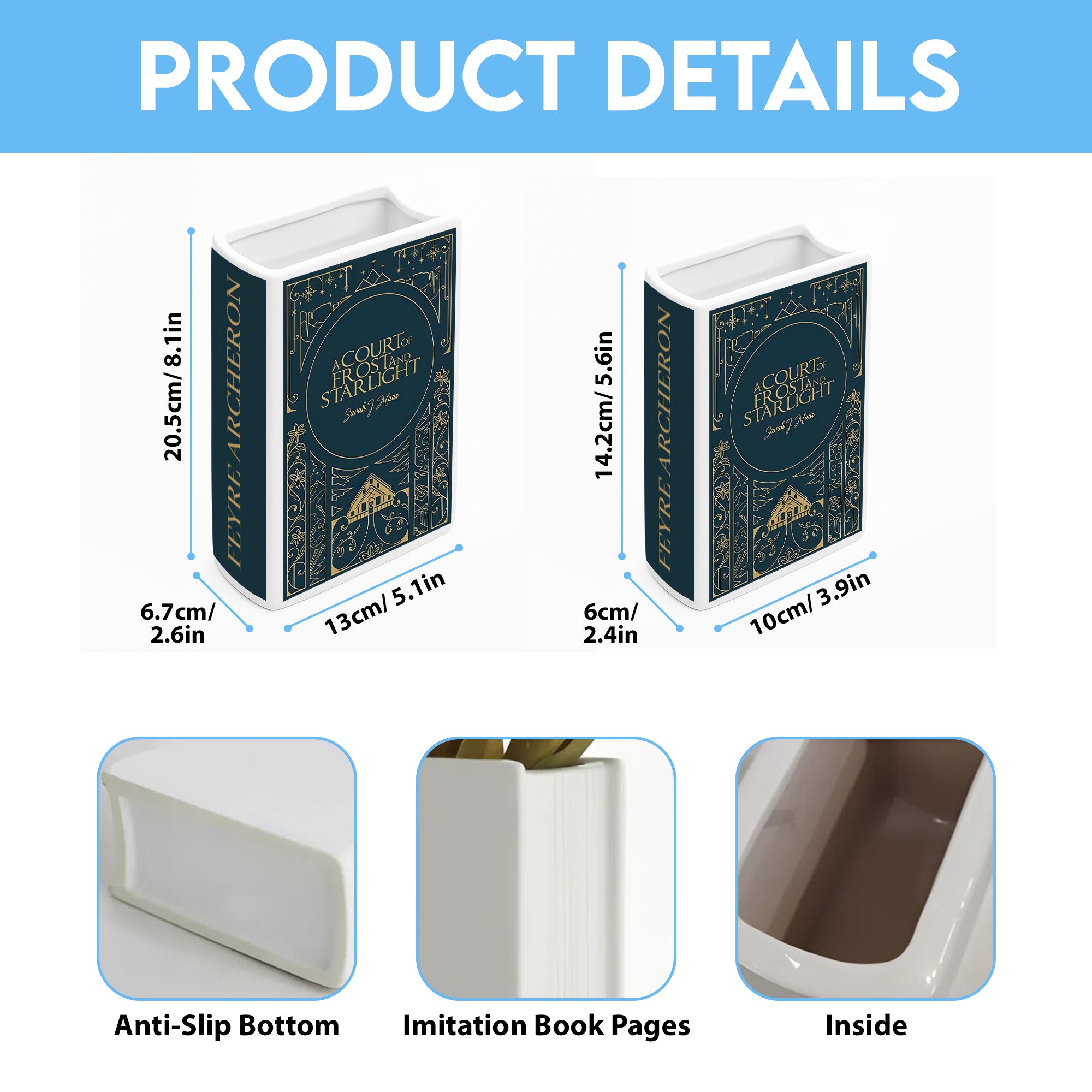 A Court of Frost And Starlight Ceramic Book Vase, Ceramic Fantasy Vase for Book Lovers, Book Gift For Fan CVVRL27