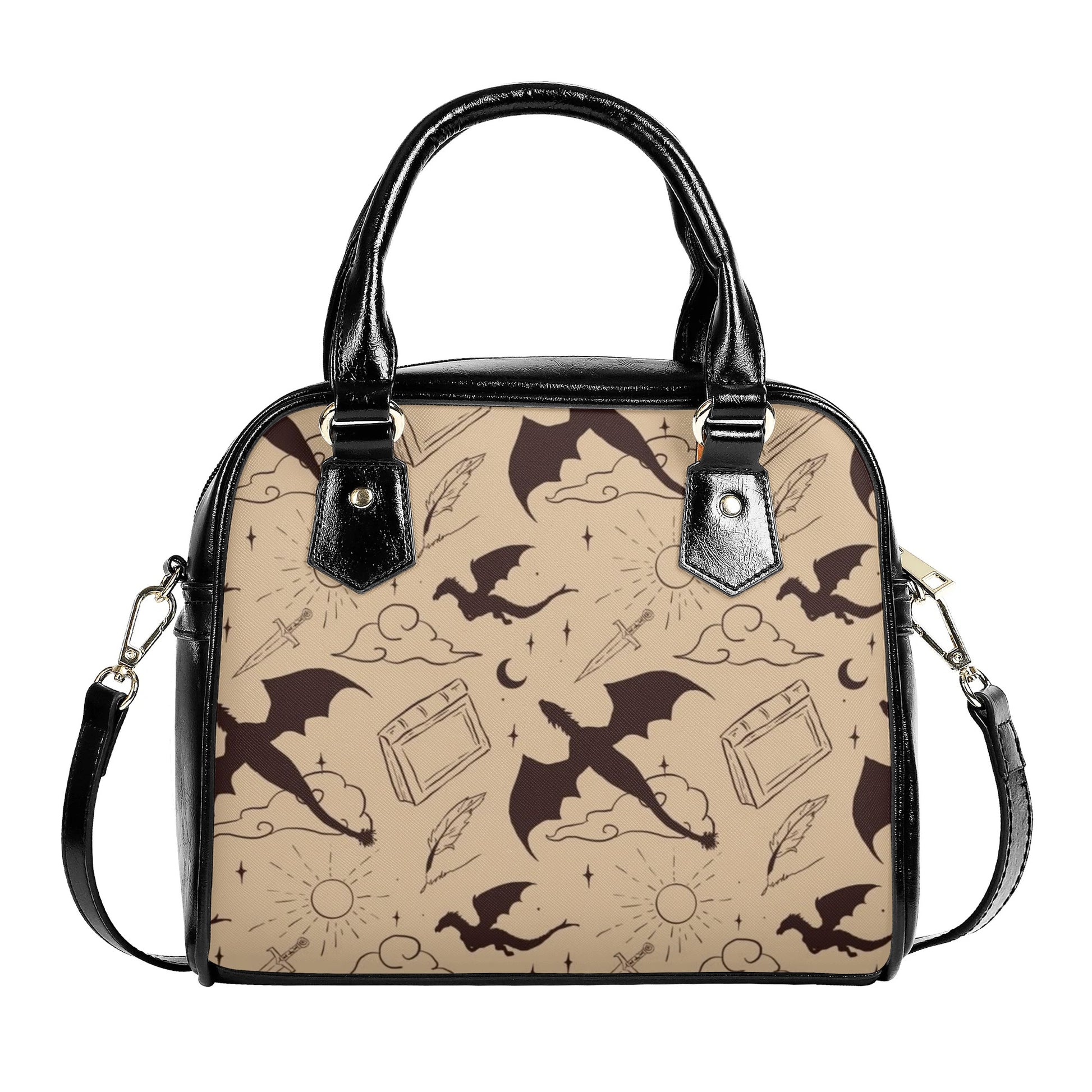 Dragon and Magic Symbols Leather Bag, Fourth Wing Inspired Bag, Personalized Leather Bag, Fantasy Leather Handbag, Perfect Gift for Women. HBVLR28