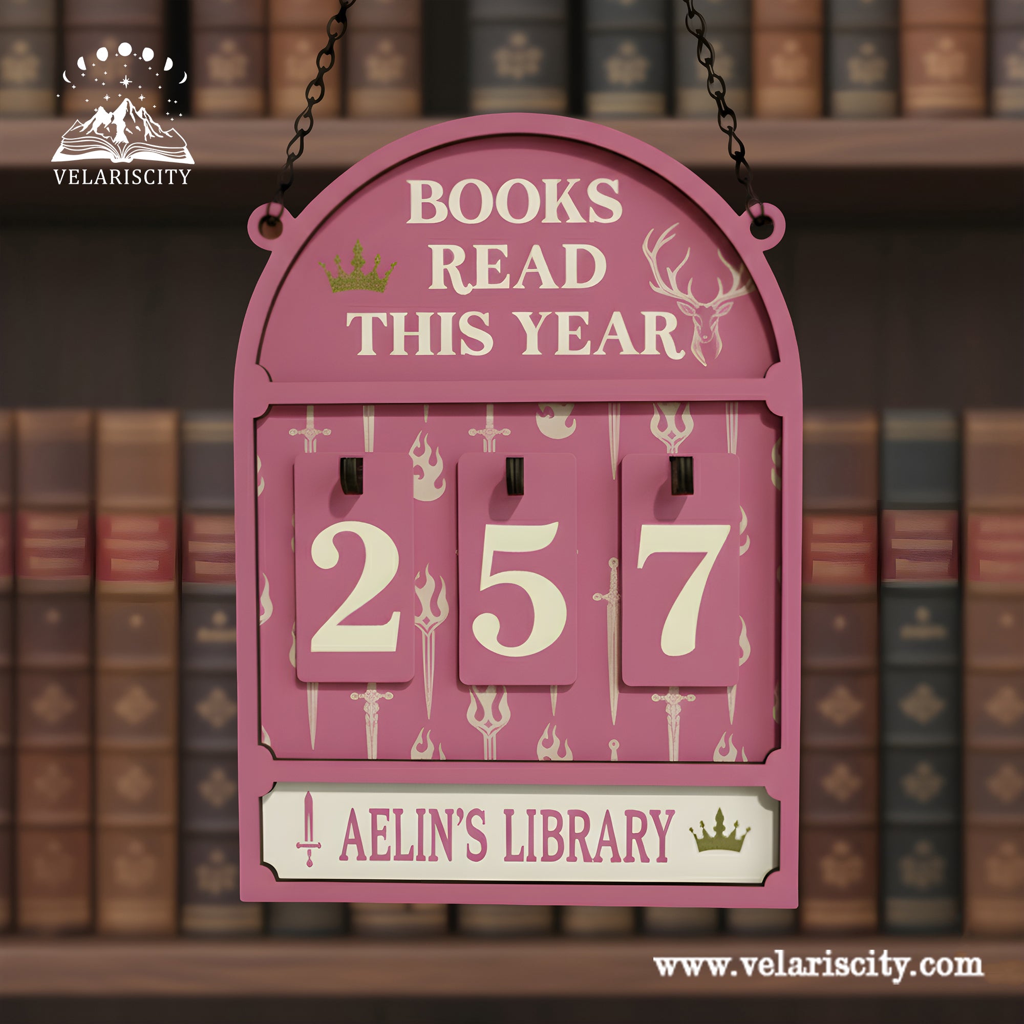 Aelin Book Tracker Sign, Throne of Glass Inspired Decor, Fantasy Reading Tracker, Bookish Gift, Home Library Display BTVLR38