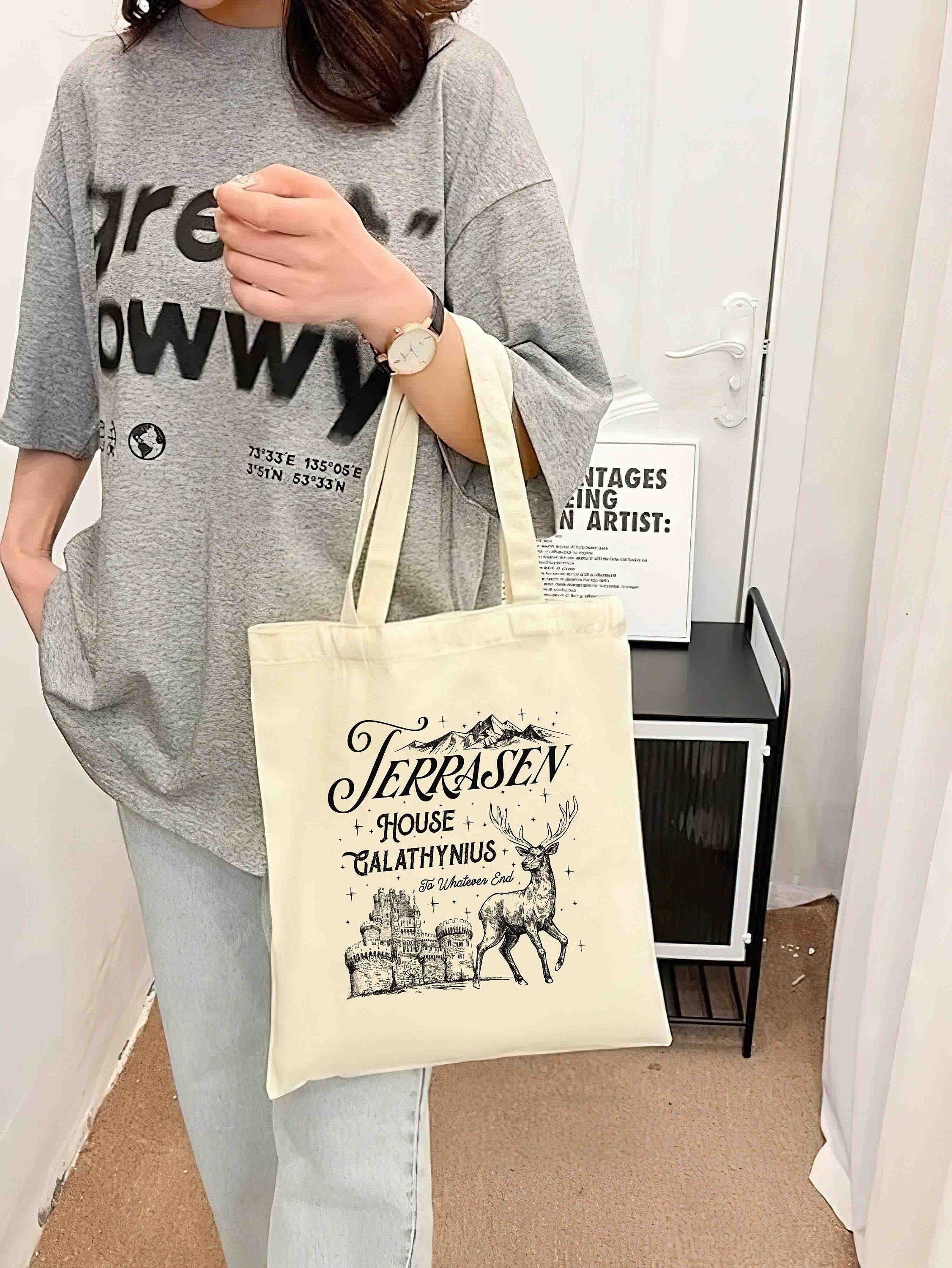 Terrasen Tote Bag,Aelin Galathynius Bag, Rowan Whitethorn, Dorian Thirteen Manon Blackbeak Licensed SJM Merch ACOTAR TOG, Throne Of Glass TBVLR26