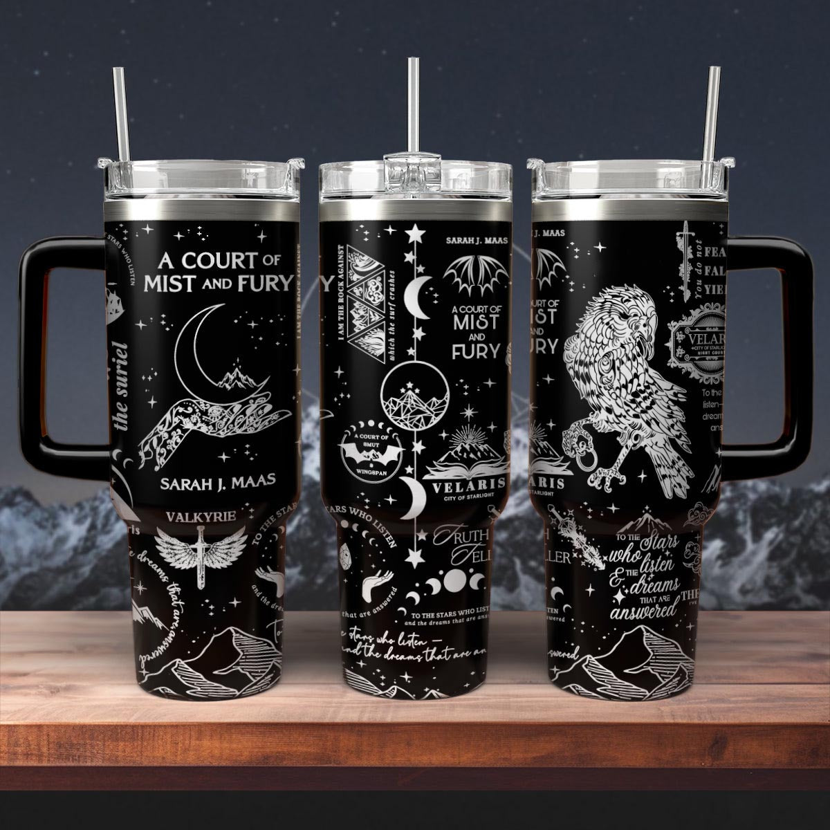 A Court Of Mist And Fury Book Tumbler 30oz/40oz, Roses Book Tumbler, Velaris Bookish Gift. VLR24