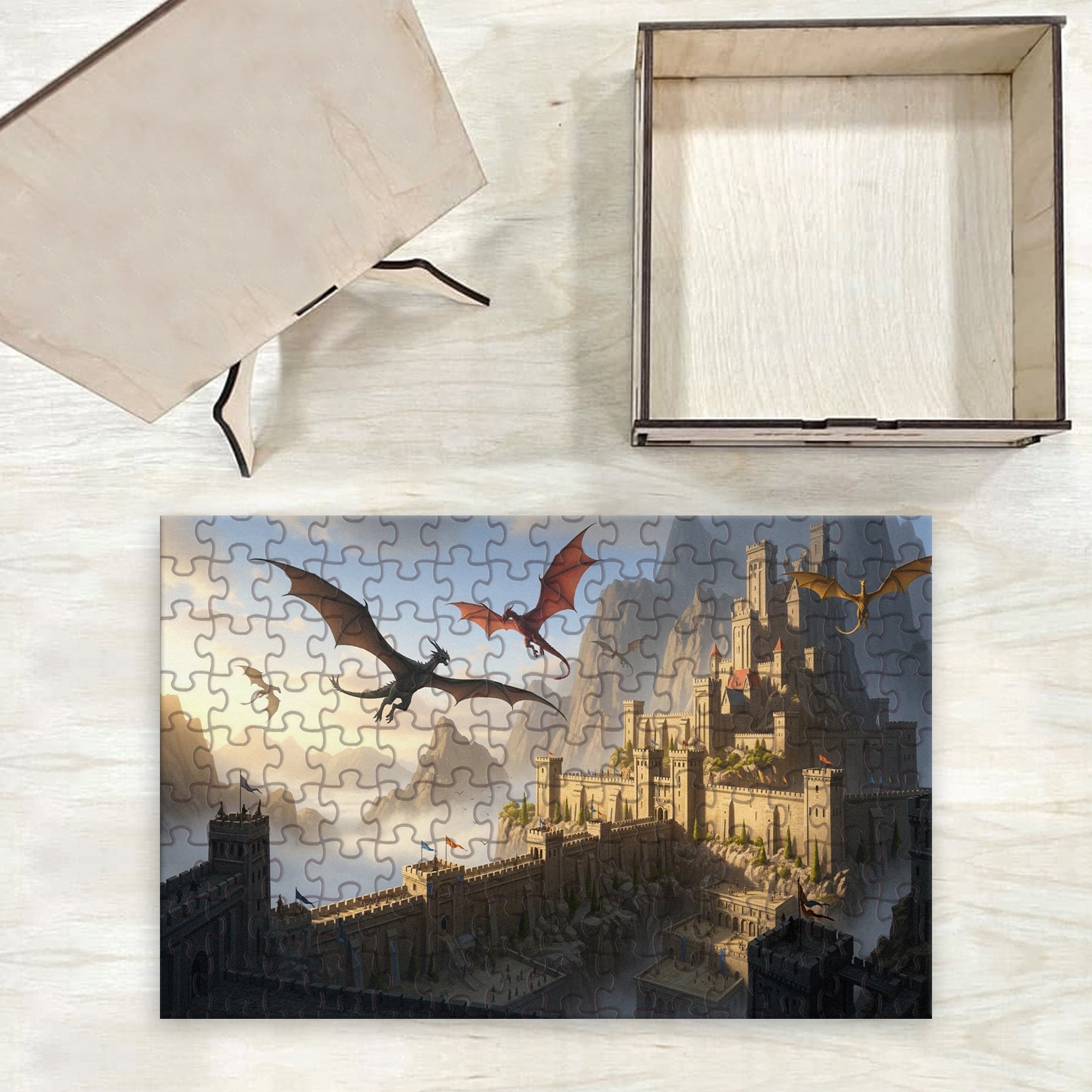 Fourth Wing Puzzle Basgiath War College with Dragons, Fantasy Wooden Jigsaw Puzzle Bookish Gift PVLR28