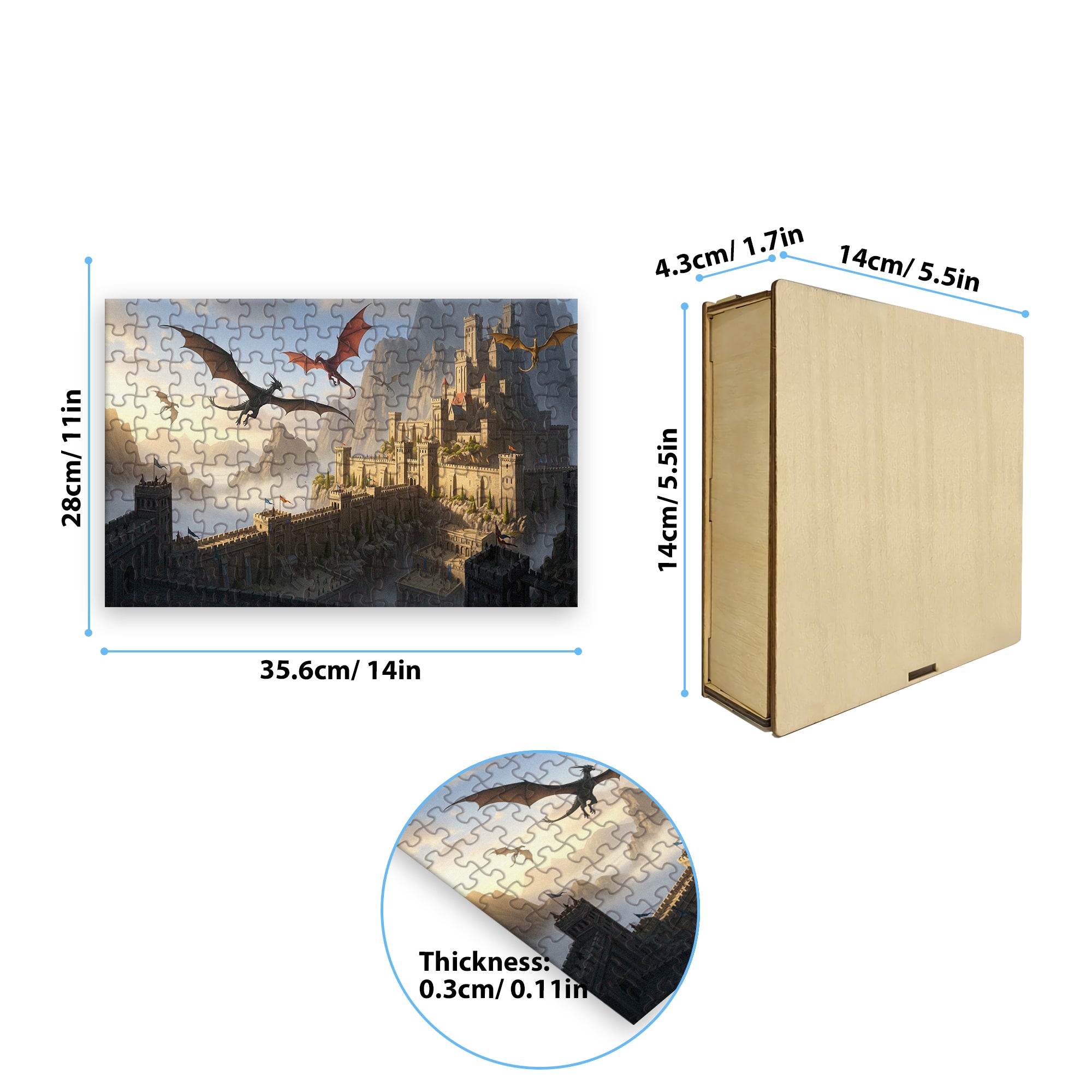 Fourth Wing Puzzle Basgiath War College with Dragons, Fantasy Wooden Jigsaw Puzzle Bookish Gift PVLR28