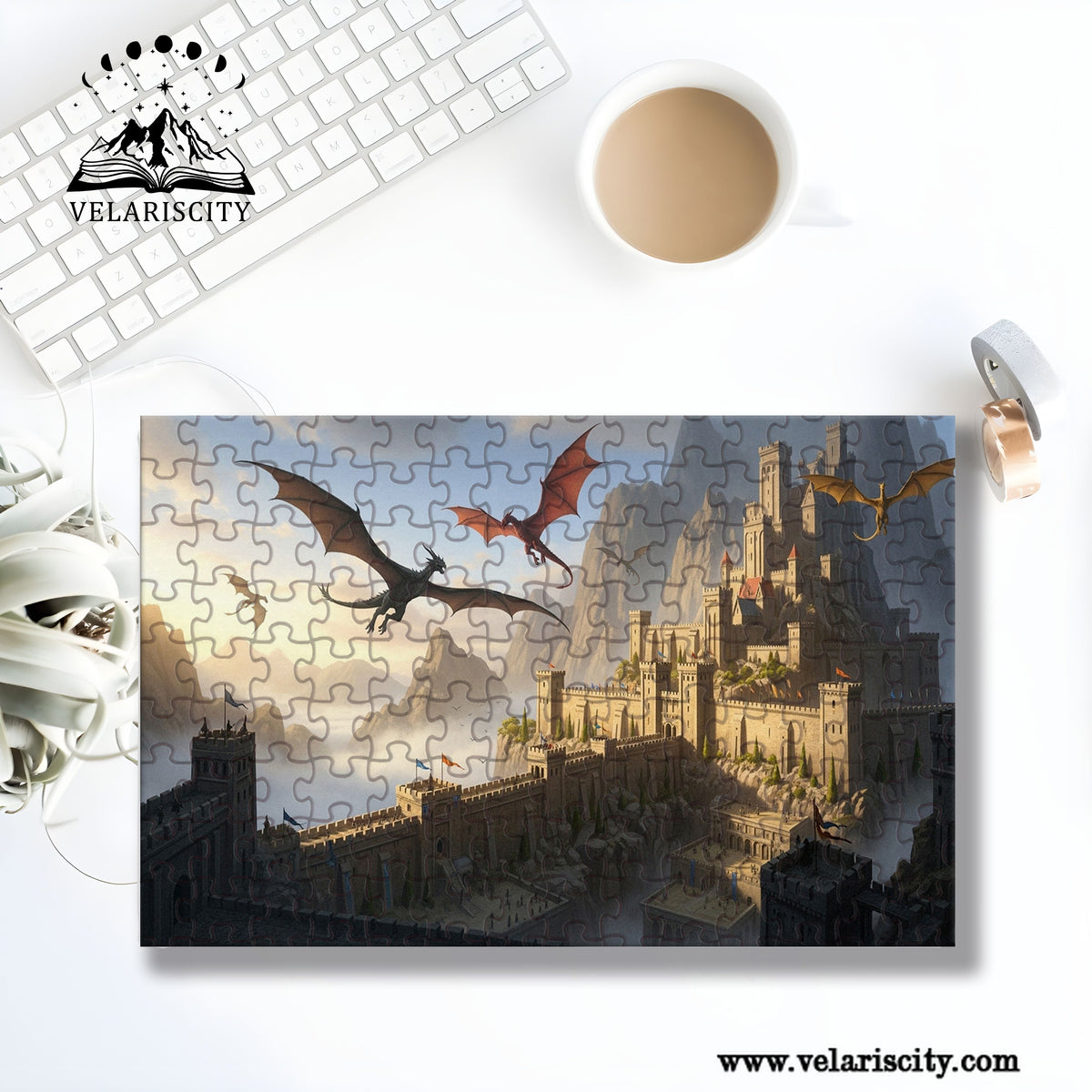 Fourth Wing Puzzle Basgiath War College with Dragons, Fantasy Wooden Jigsaw Puzzle Bookish Gift PVLR28