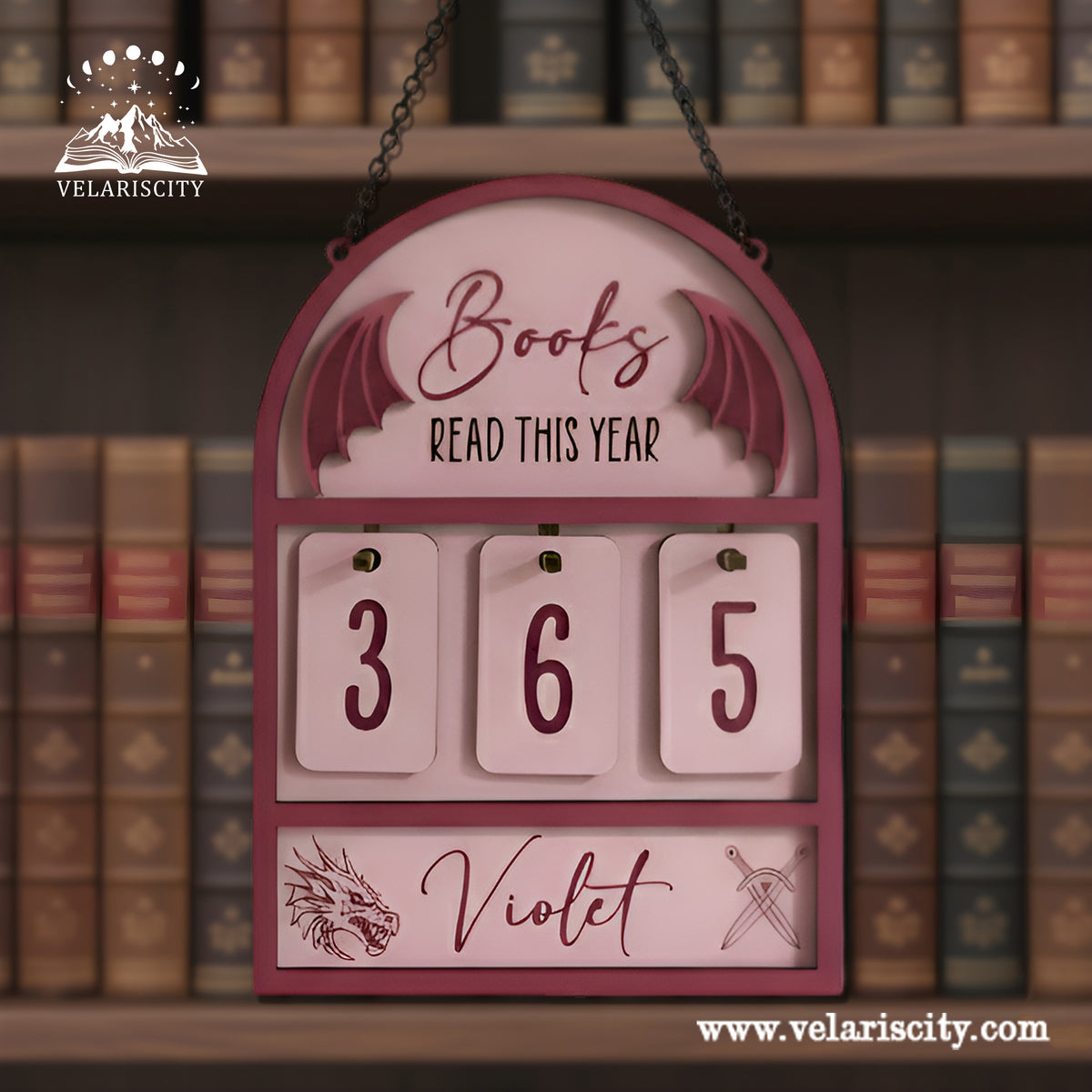 Fourth Wing Book Tracker Sign, Violet Dragon Reading Tracker, Fantasy Bookish Decor, Book Goal Display, Reading Nook Gift BTVLR26