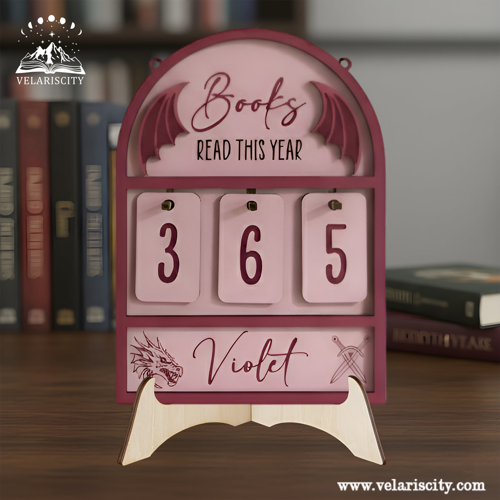 Fourth Wing Book Tracker Sign, Violet Dragon Reading Tracker, Fantasy Bookish Decor, Book Goal Display, Reading Nook Gift BTVLR26