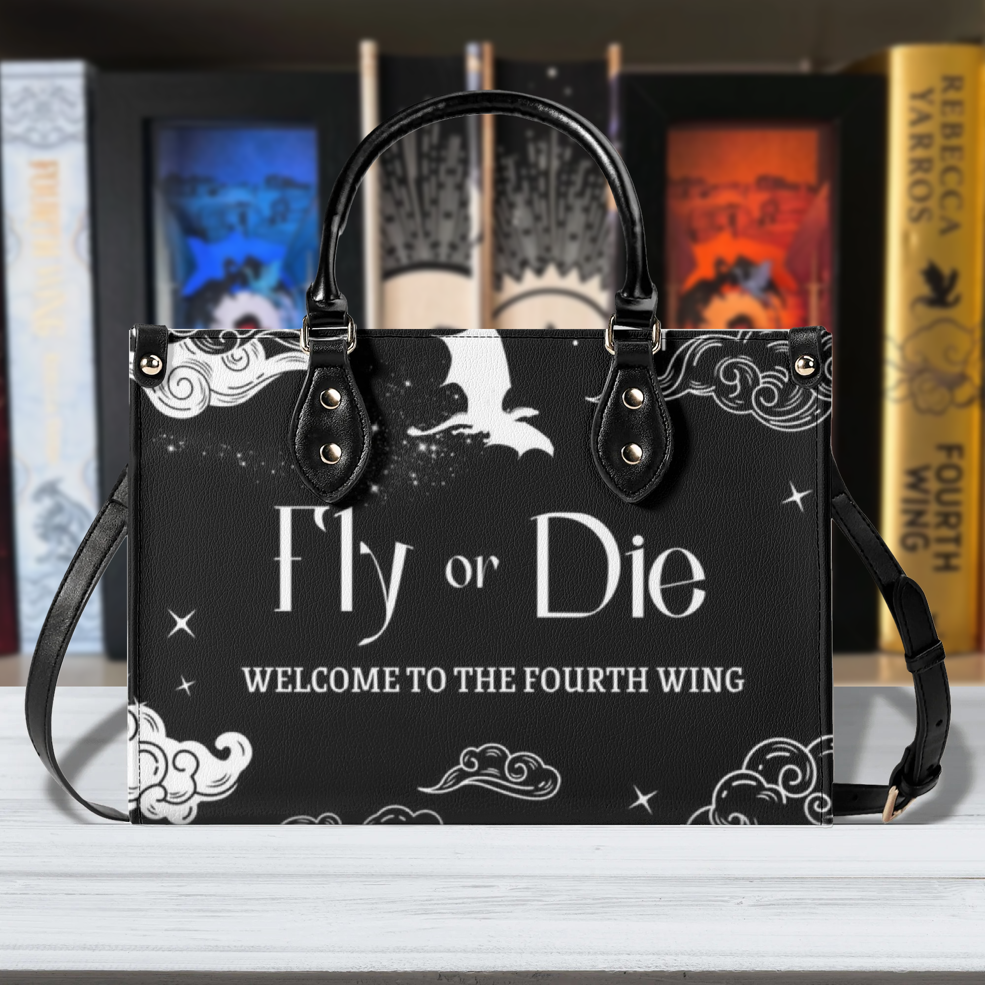 "Fly Or Die" Leather Bag, Fourth Wing Inspired Bag, Personalized Leather Bag, Fantasy Leather Handbag, Perfect Gift for Women. HBVLR29