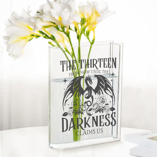 The Thirteen Acrylic Book Vase, Manon Blackbeak Throne of Glass Decor, From Now Until the Darkness Claims Us, Bookish Fantasy Flower Holder VLRBV26