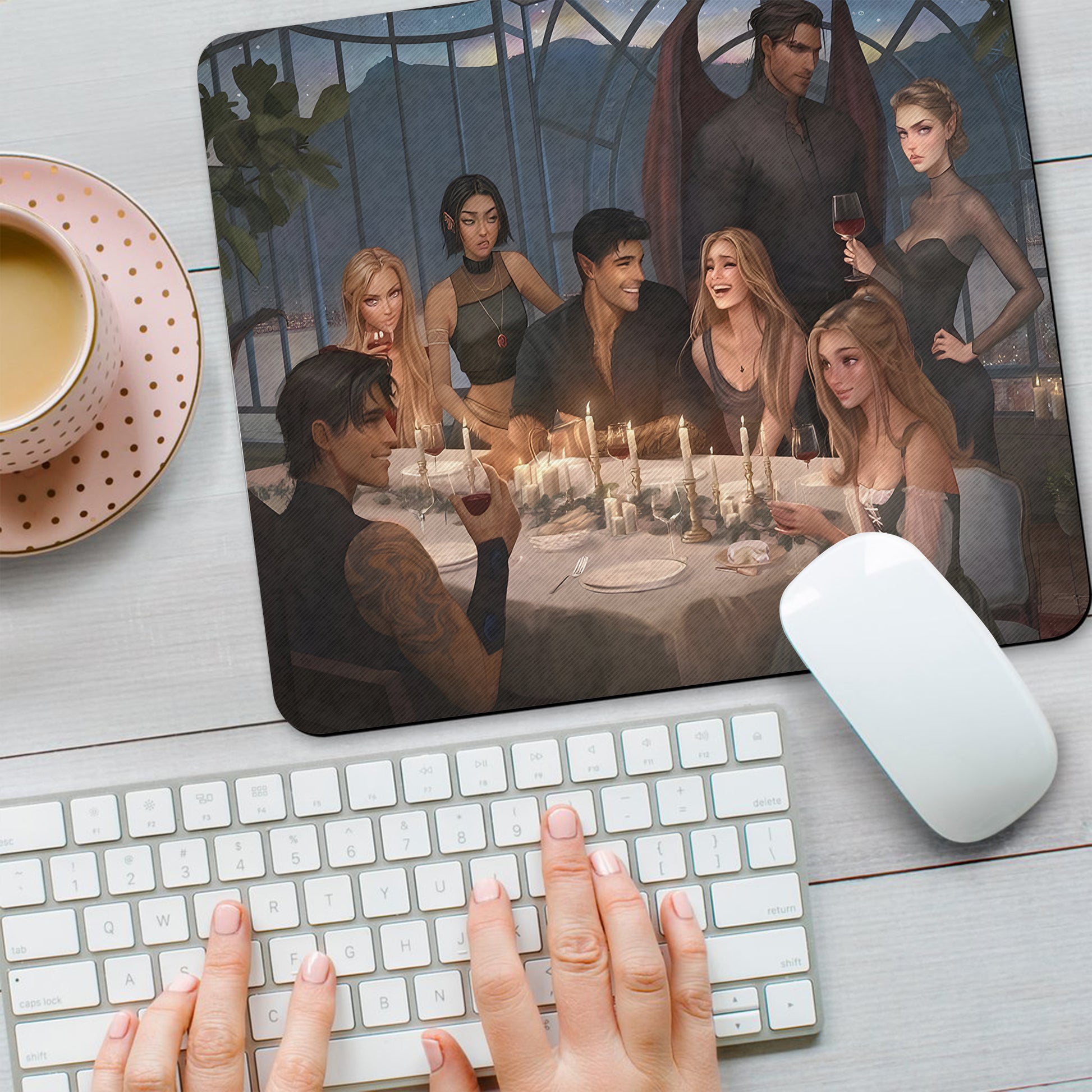 ACOTAR Desk Mat. Inner Circle Dinner Scene, A Court of Thorns and Roses Mouse Pad, Gifts For Fan DMVLR29