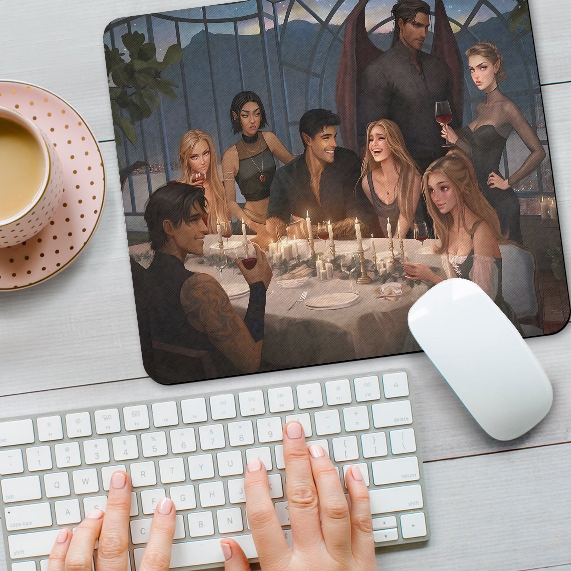ACOTAR Desk Mat. Inner Circle Dinner Scene, A Court of Thorns and Roses Mouse Pad, Gifts For Fan DMVLR29