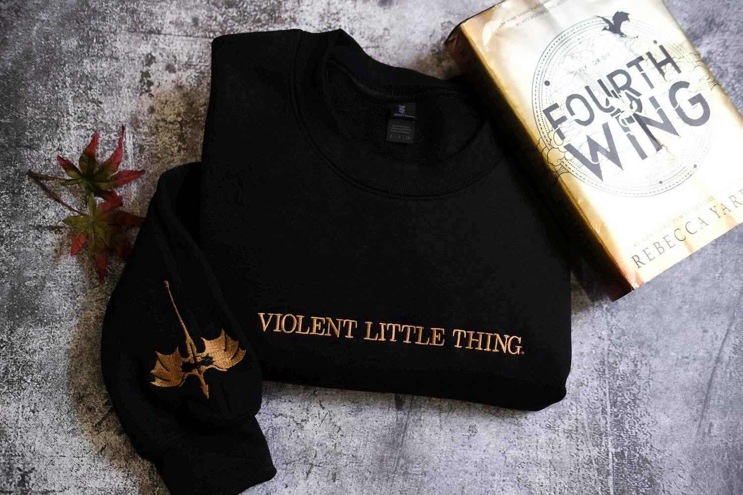 EMBROIDERED Violent Little Thing Sweatshirt - Unisex - Fourth Wing - Basgiath War College - Dark Academia, Xaden Riorson Sweater, Iron Flame VEMB38