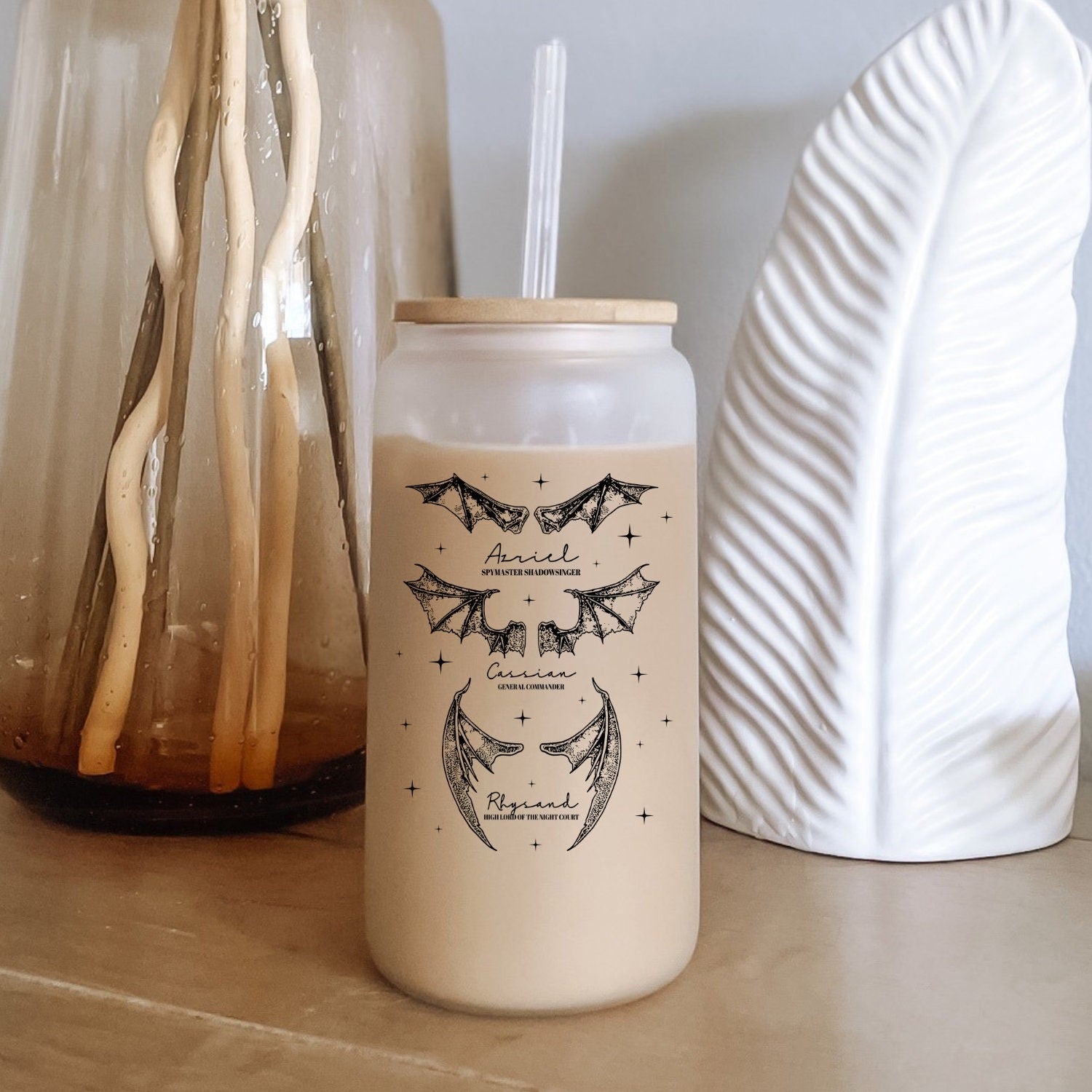 The Bat Boys Glass Tumbler, ACOTAR Iced Coffee Cup, Book Lover Gift, Fantasy Genre Coffee Mug, SJM Merch GLVLR26