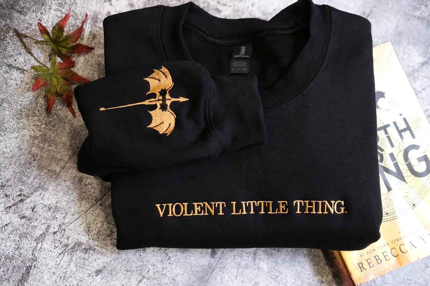 EMBROIDERED Violent Little Thing Sweatshirt - Unisex - Fourth Wing - Basgiath War College - Dark Academia, Xaden Riorson Sweater, Iron Flame VEMB38