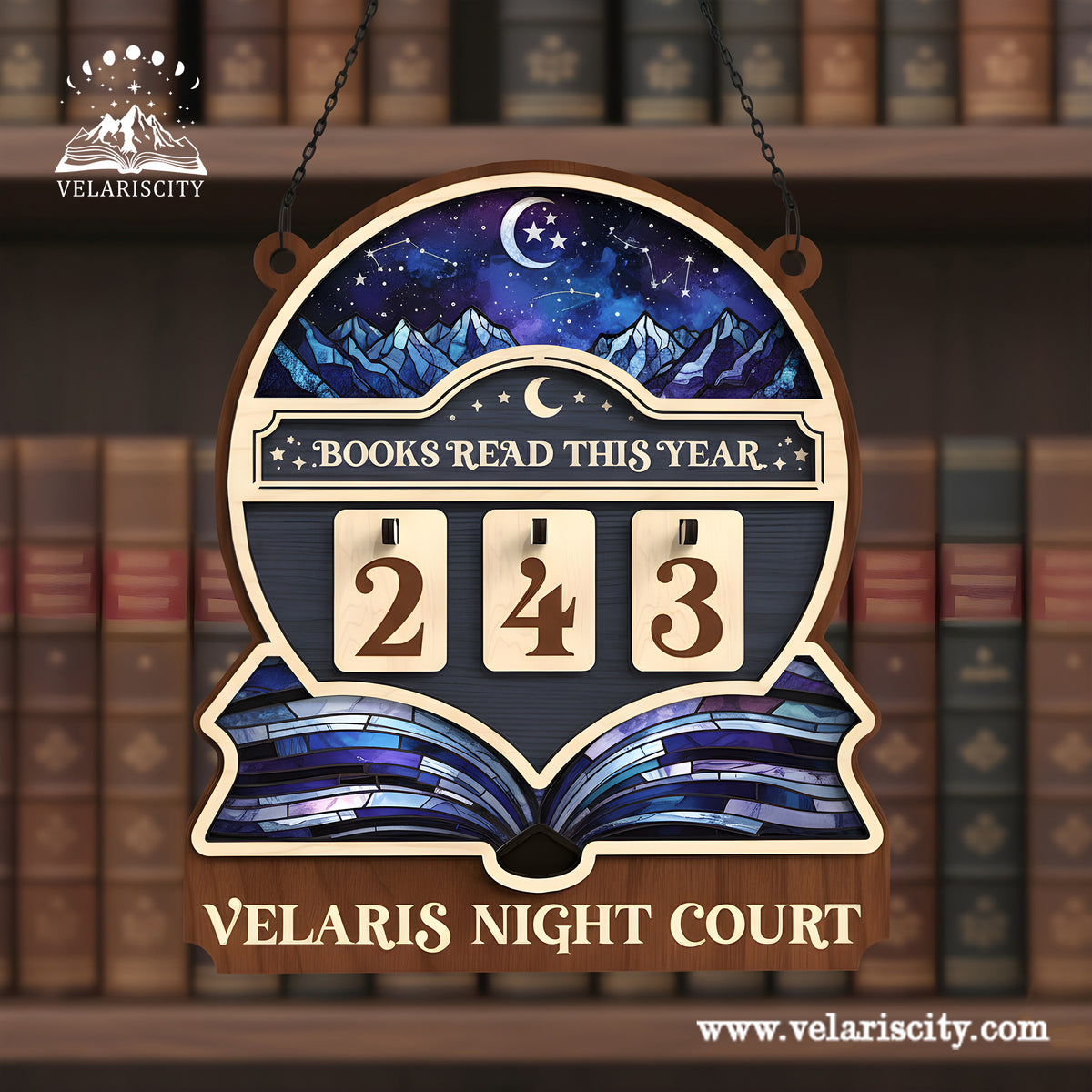 Velaris Night Court Book Tracker Sign, ACOTAR Inspired Decor, Fantasy Reading Goal Display, Bookish Gift for Readers  BTVLR27