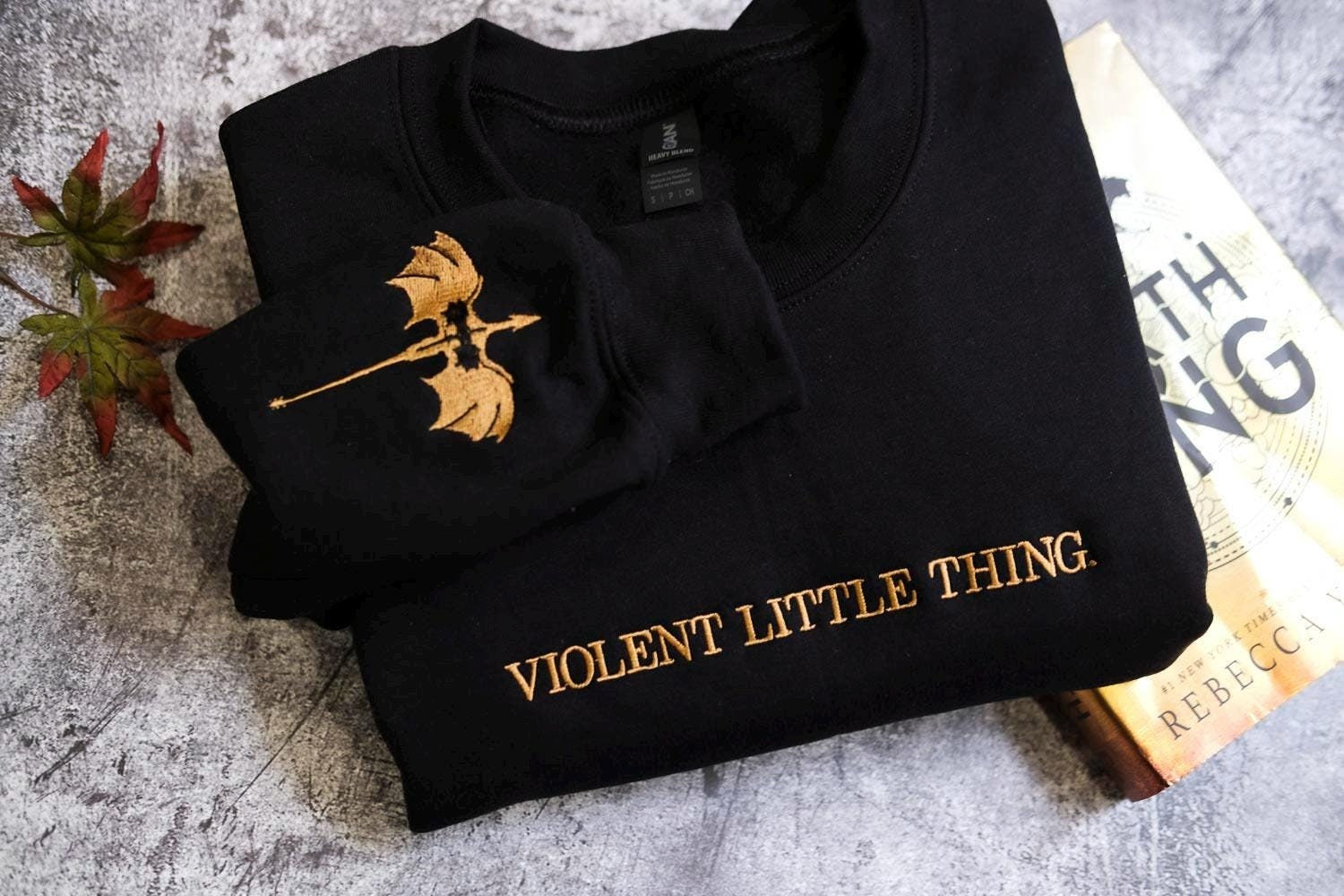 EMBROIDERED Violent Little Thing Sweatshirt - Unisex - Fourth Wing - Basgiath War College - Dark Academia, Xaden Riorson Sweater, Iron Flame VEMB38