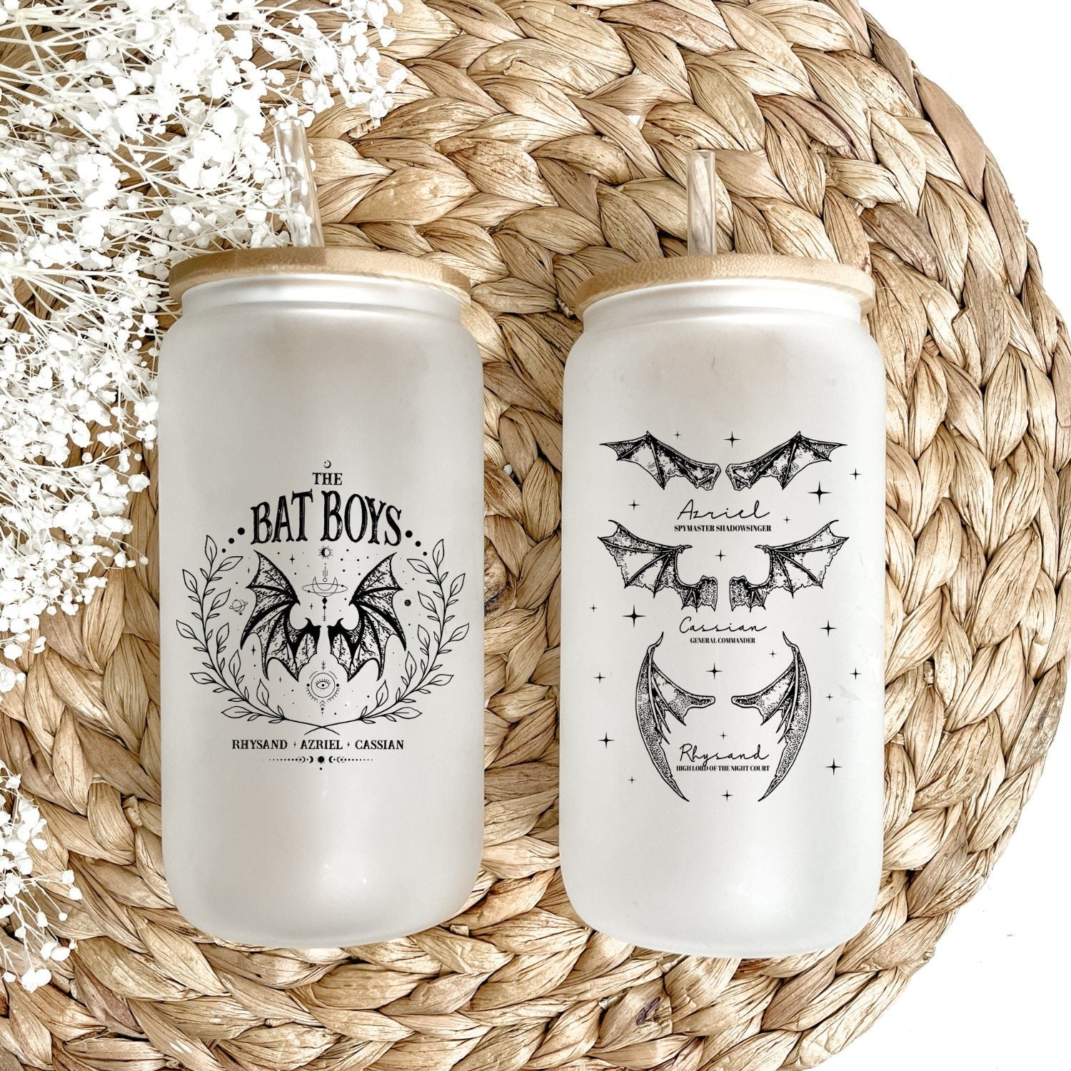 The Bat Boys Glass Tumbler, ACOTAR Iced Coffee Cup, Book Lover Gift, Fantasy Genre Coffee Mug, SJM Merch GLVLR26