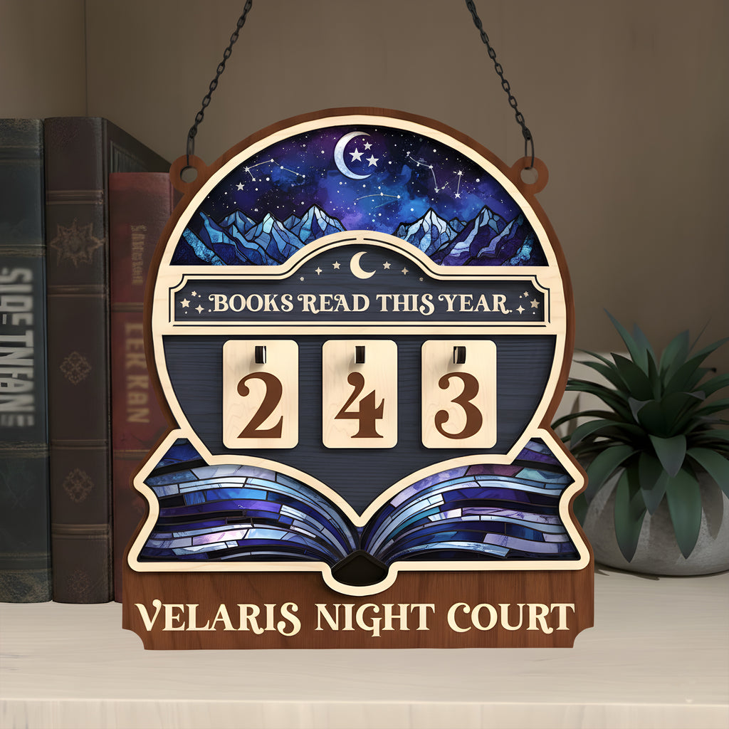 Velaris Night Court Book Tracker Sign, ACOTAR Inspired Decor, Fantasy Reading Goal Display, Bookish Gift for Readers  BTVLR27