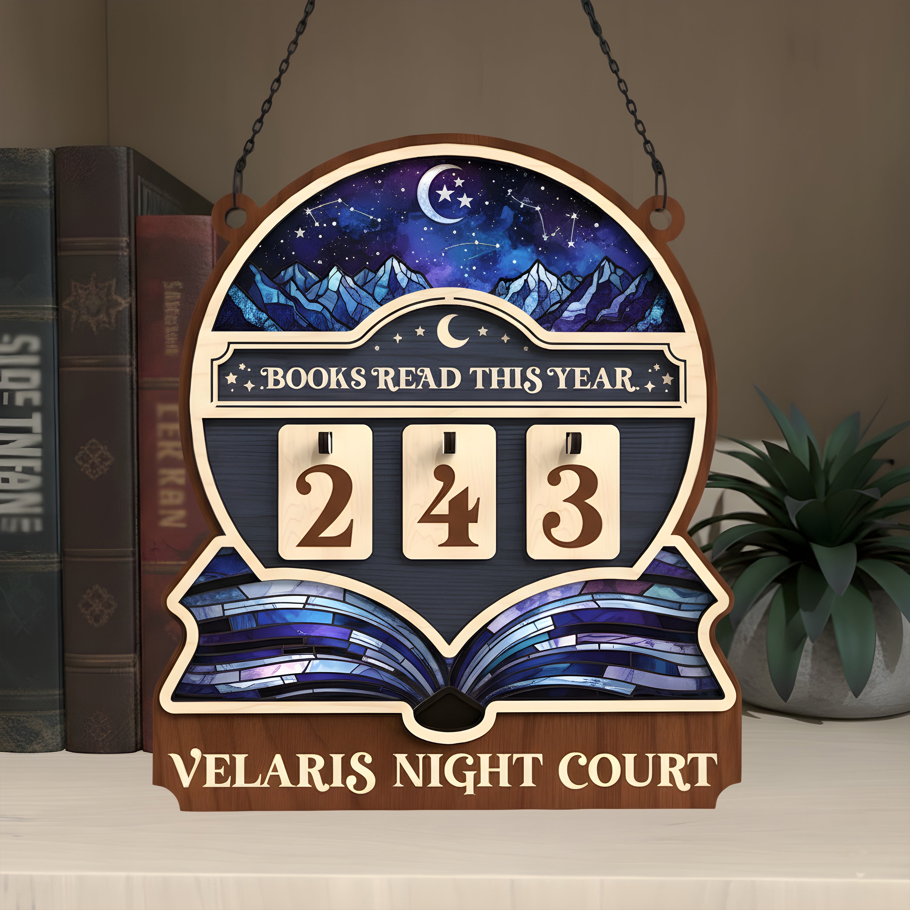 Velaris Night Court Book Tracker Sign, ACOTAR Inspired Decor, Fantasy Reading Goal Display, Bookish Gift for Readers  BTVLR35