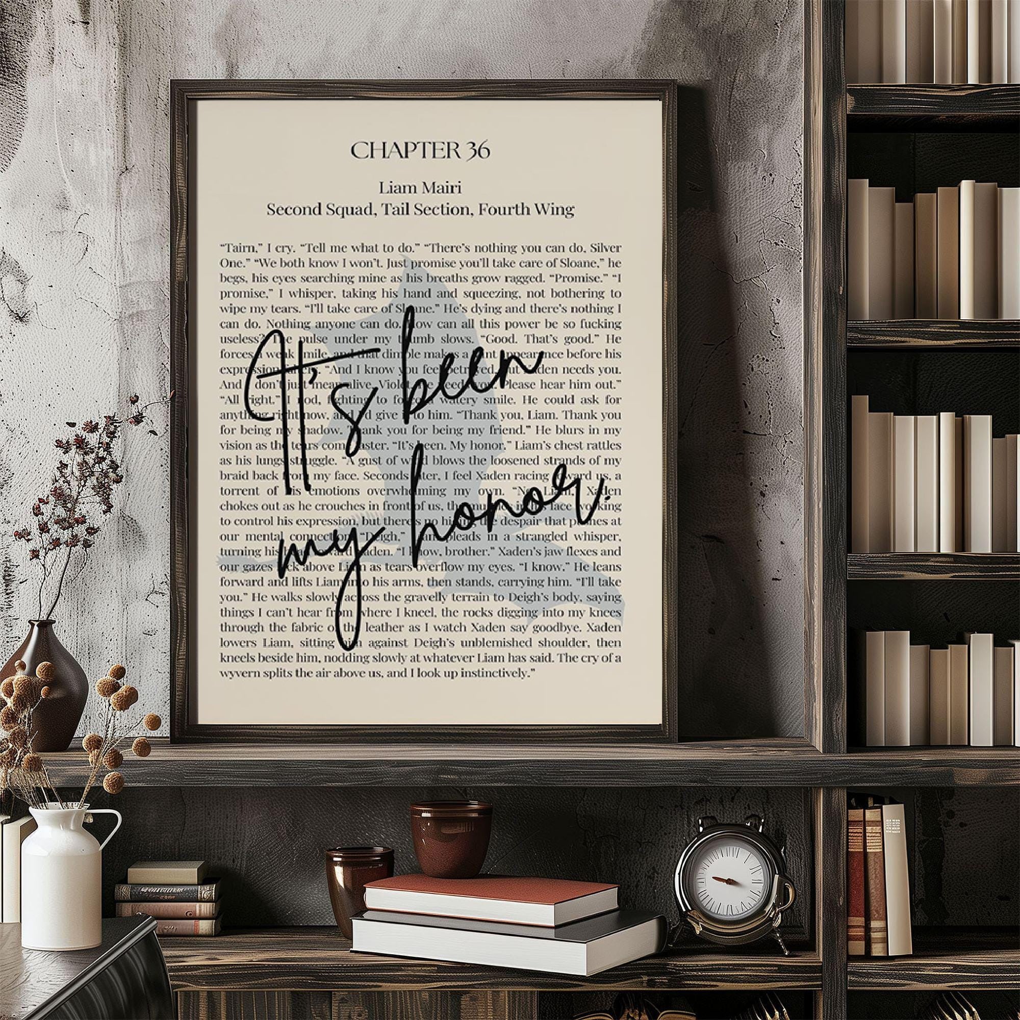 Fourth Wing Poster Quote - It Was My Honor, Wall Art, Violet Sorrengail, Liam's Last Words, Fourth Wing Print, Rebecca Yarros, Print Art VLRP17