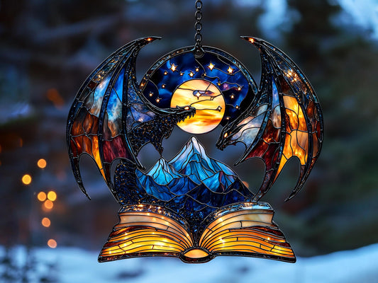 Night Court ornament for Fantasy Book Lovers, ACRYLIC Window Hanging, Mini Bookshelf Decor, Throne of Glass and Acotar Gifts for Readers SGVLR02