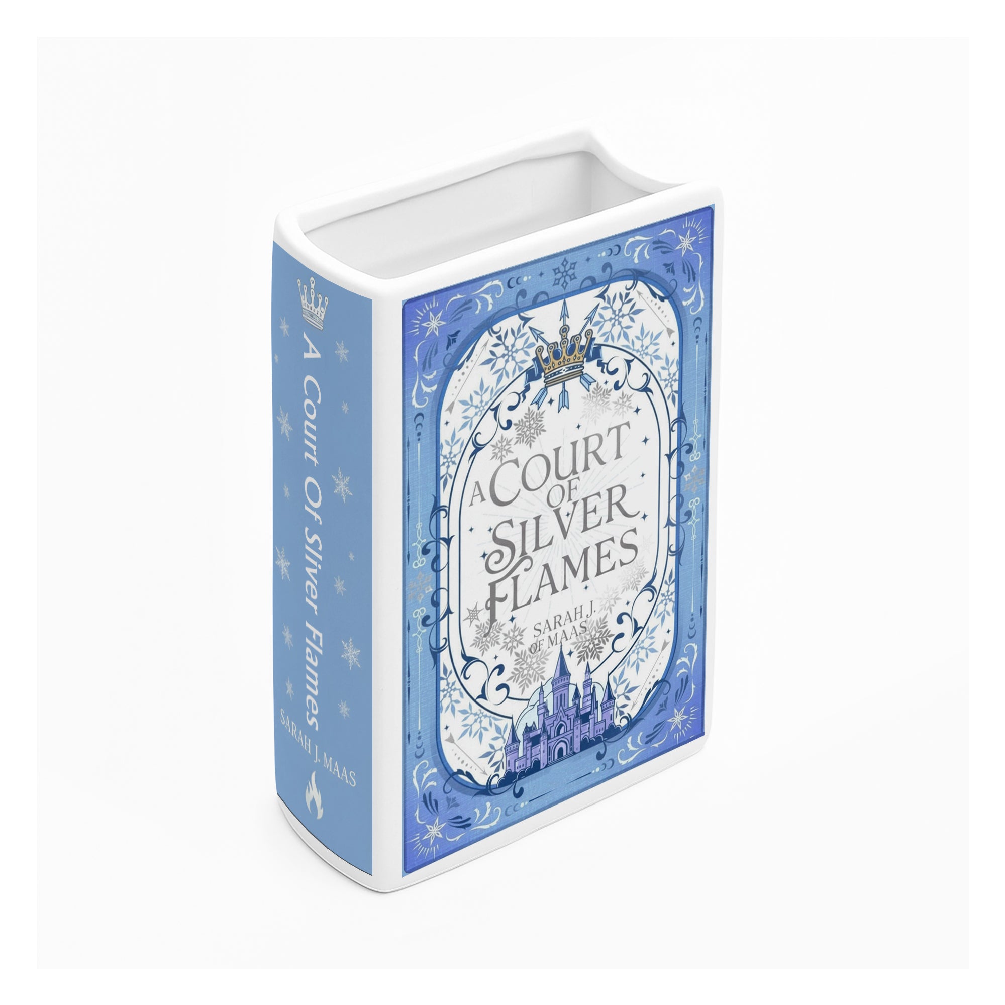 A Court of Silver Flames Ceramic Book Vase, ACOTAR Home Decor, Book Lover Gift, Fantasy Bookish Vase, Decorative Library Accent CVVLR31