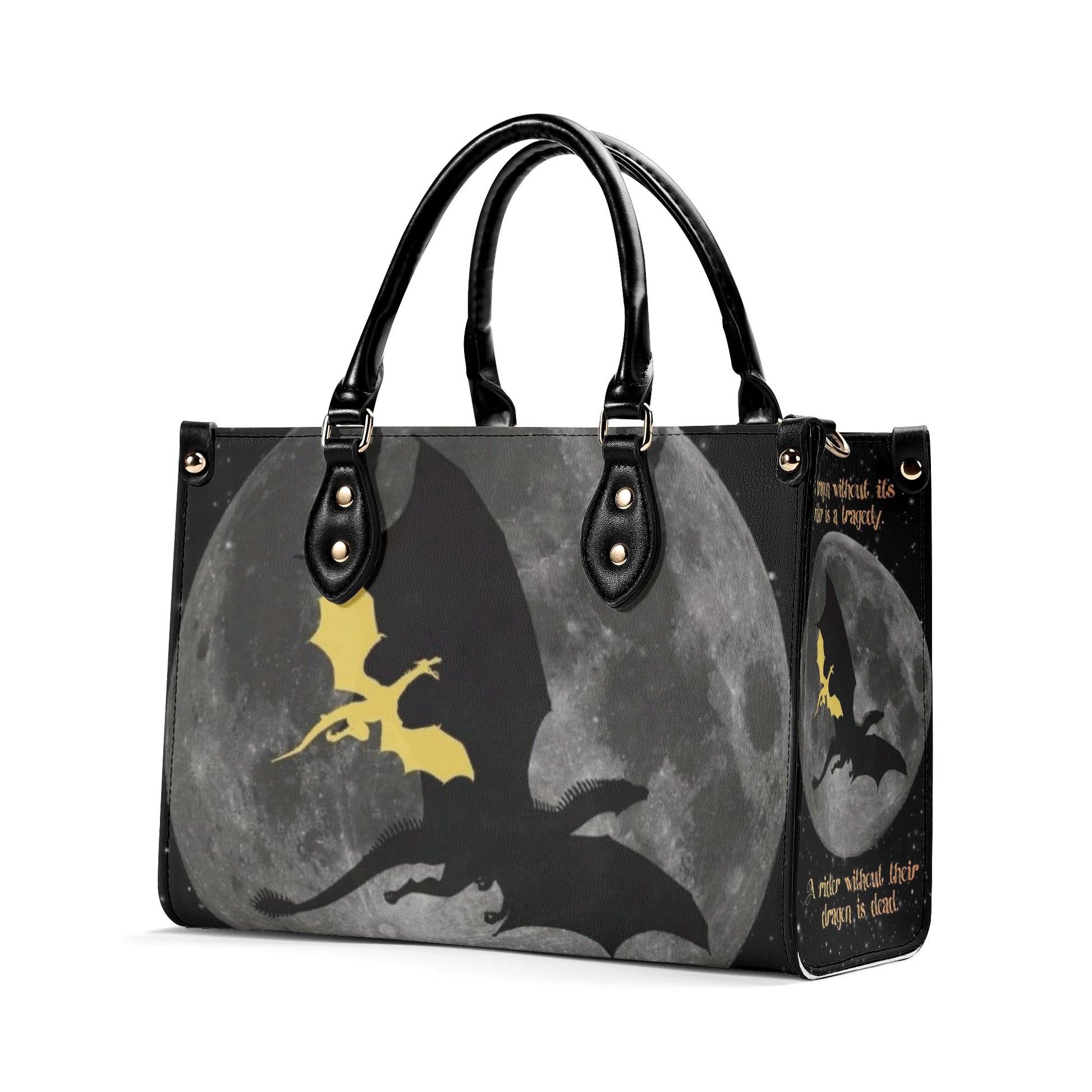 Fourth Wing Leather Bag, Moonlit Dragon Bag, Personalized Leather Bag, Fantasy Leather Handbag, Perfect Gift for Women. HBVLR03