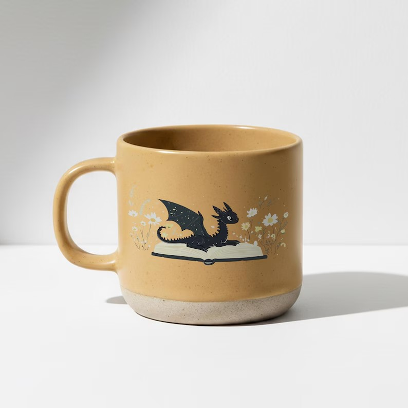 Pottery Mug Fantasy Dragon , Fantasy Bookish Mug, 4th Wing Merch, Book Lover Gift, Bookish Coffee Cup, Dragon Home Decor for Reader,Book Gift