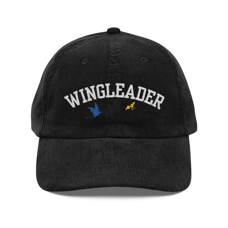 Fourth Wing Inspired Wingleader Corduroy Dad Hat, Dragon Rider Embroidered Cap, Fantasy Bookish Gift for Readers VLRH16