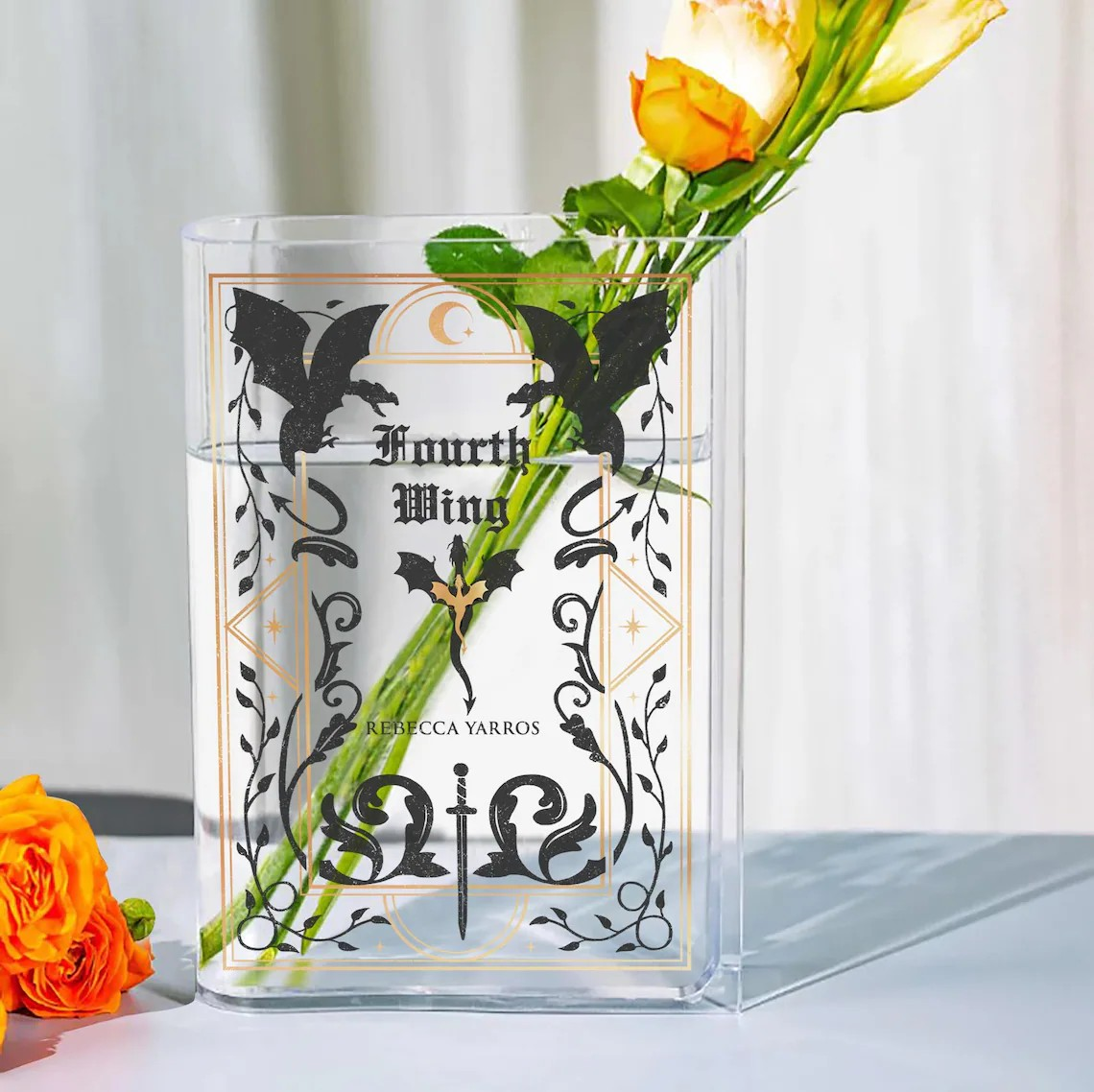 Dragon Rider Acrylic Vase, Fourth Wing Book Vase, Basgiath War College Decor, Reader Bookshelf Decor, Librarian Gift for Fantasy Book Lovers VLRBV36