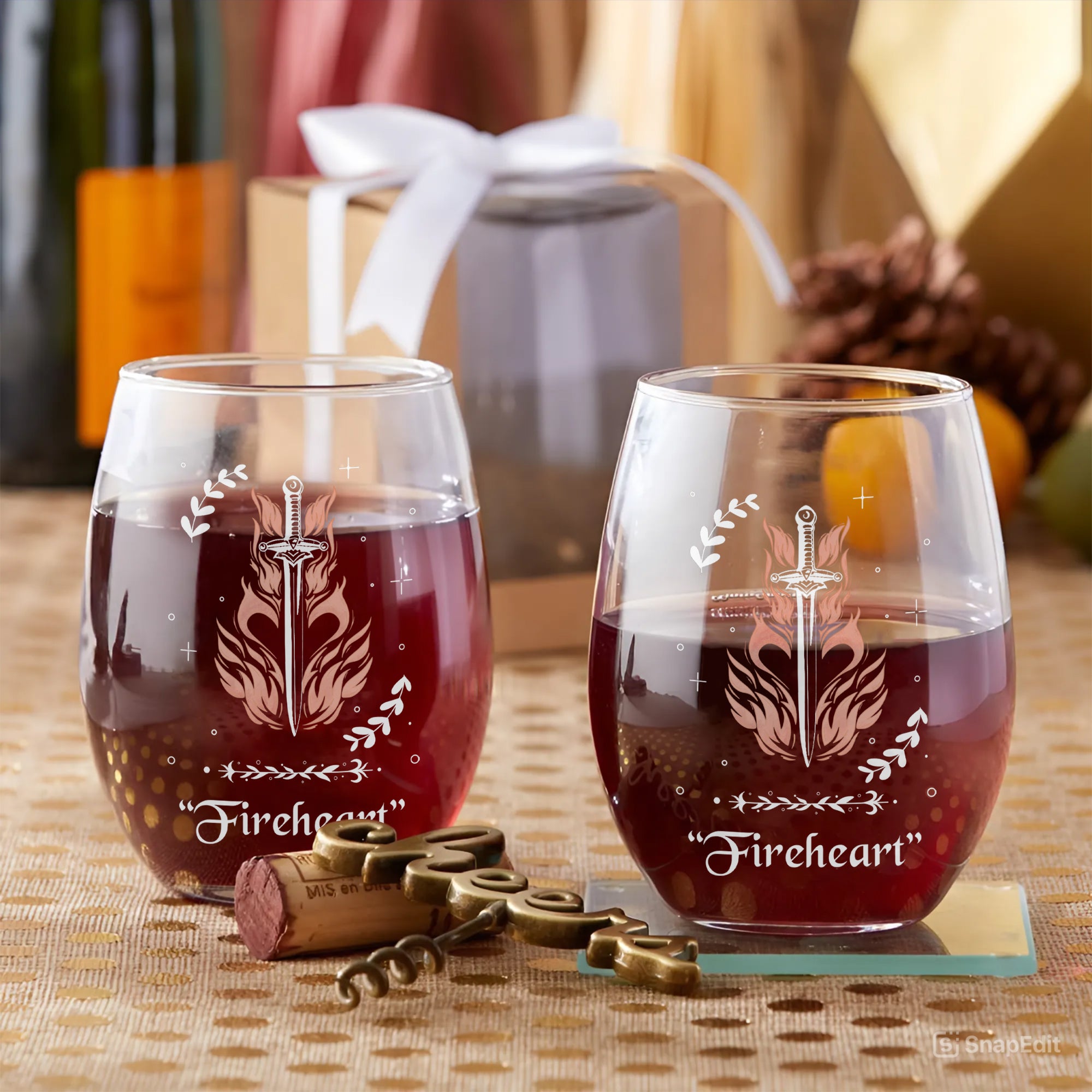 Fireheart Pint Glass, Fantasy Sword Beer Glass, Flame Sword Glass Cup, Throne Of Glass Cup, Book Lover Gift, Fantasy Pub Glass, BGVLR01