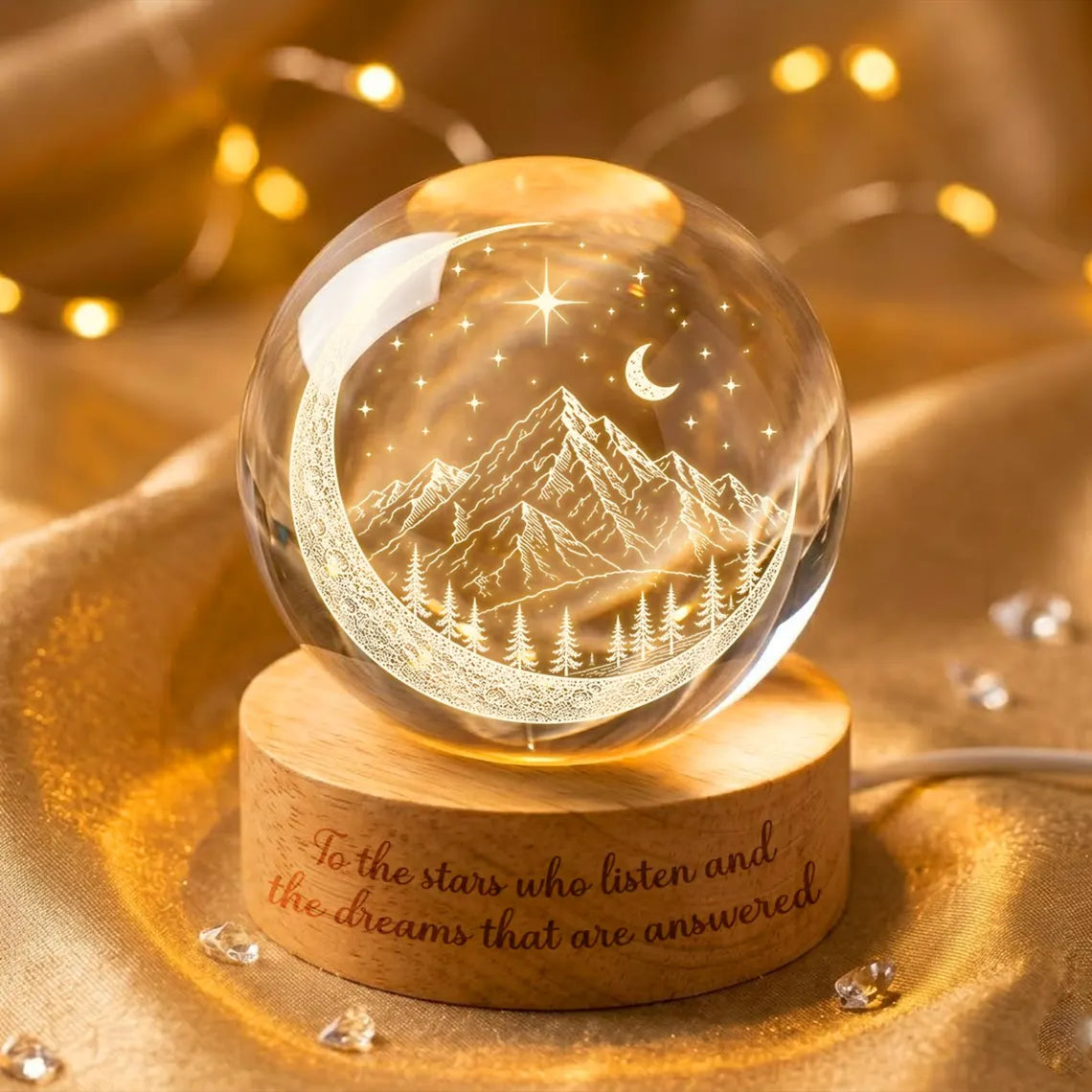 To the Stars Who Listen Crystal Ball Night Light, Night Court Inspired, Book Lover Gift, Velaris Lamp, City Starlight, Gift For Her. NLVLR6