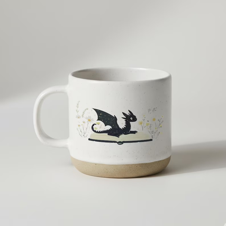 Pottery Mug Fantasy Dragon , Fantasy Bookish Mug, 4th Wing Merch, Book Lover Gift, Bookish Coffee Cup, Dragon Home Decor for Reader,Book Gift