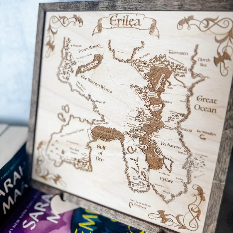 Erilea Map Wooden Wall Art, Throne of Glass Inspired Bookshelf Decor Throne of Glass Erile WSVLR02
