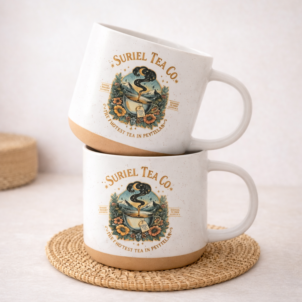 ACOTAR Inspired Suriel Tea Co Pottery Mug, Bookish Tea Cup, Fantasy Coffee Mug, Gift for Readers and Book Lovers PMVLR23